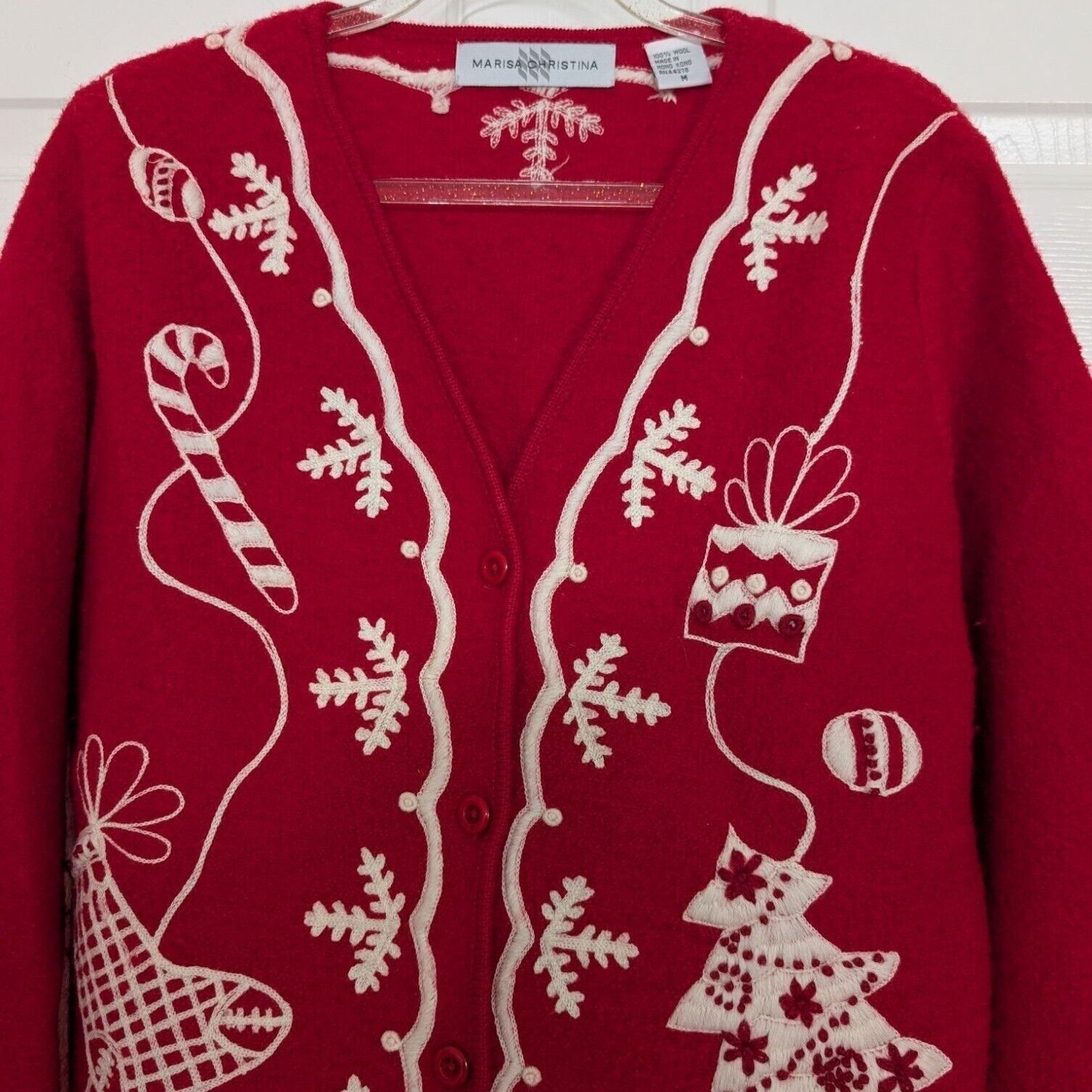Other Marisa Christina Embroidered Christmas Cardigan Womens Sz M Size M / US 6-8 / IT 42-44 - 3 Thumbnail