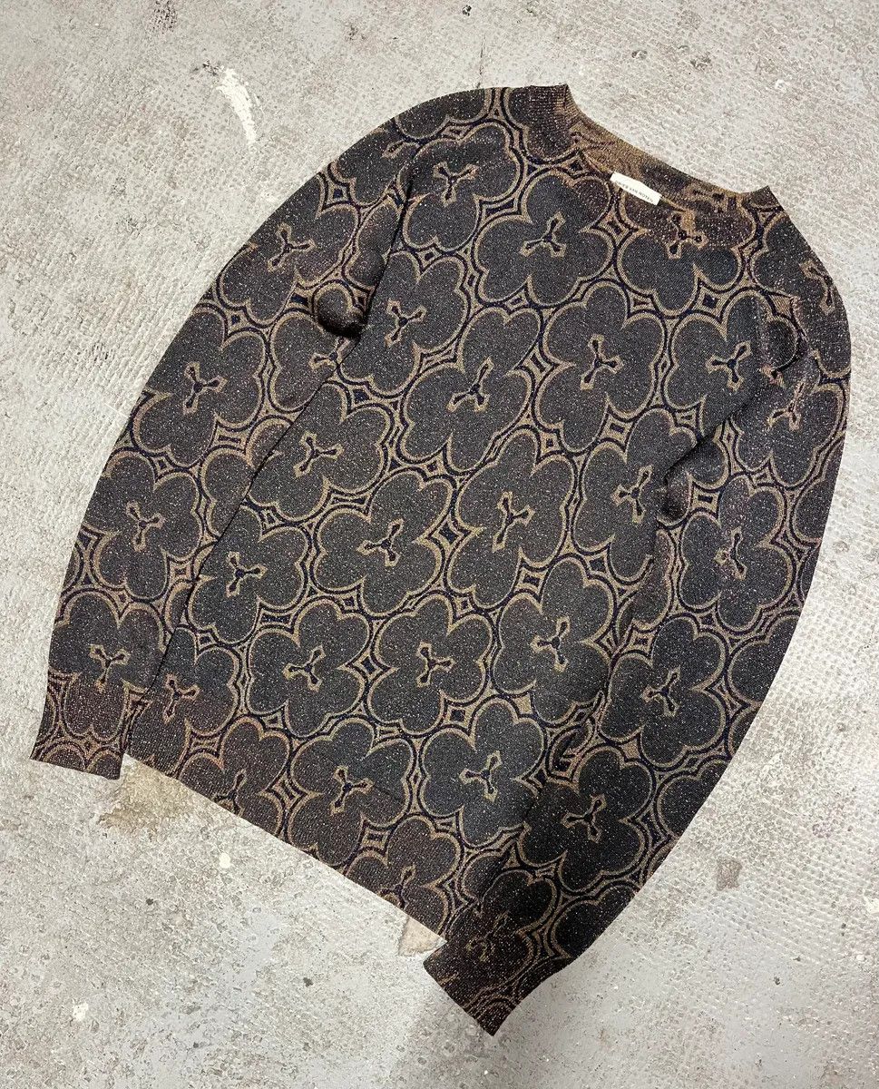 Dries Van Noten × Vintage Dries Van Noten Navy Flowers Sweater Size XS / US 0-2 / IT 36-38 - 2 Thumbnail
