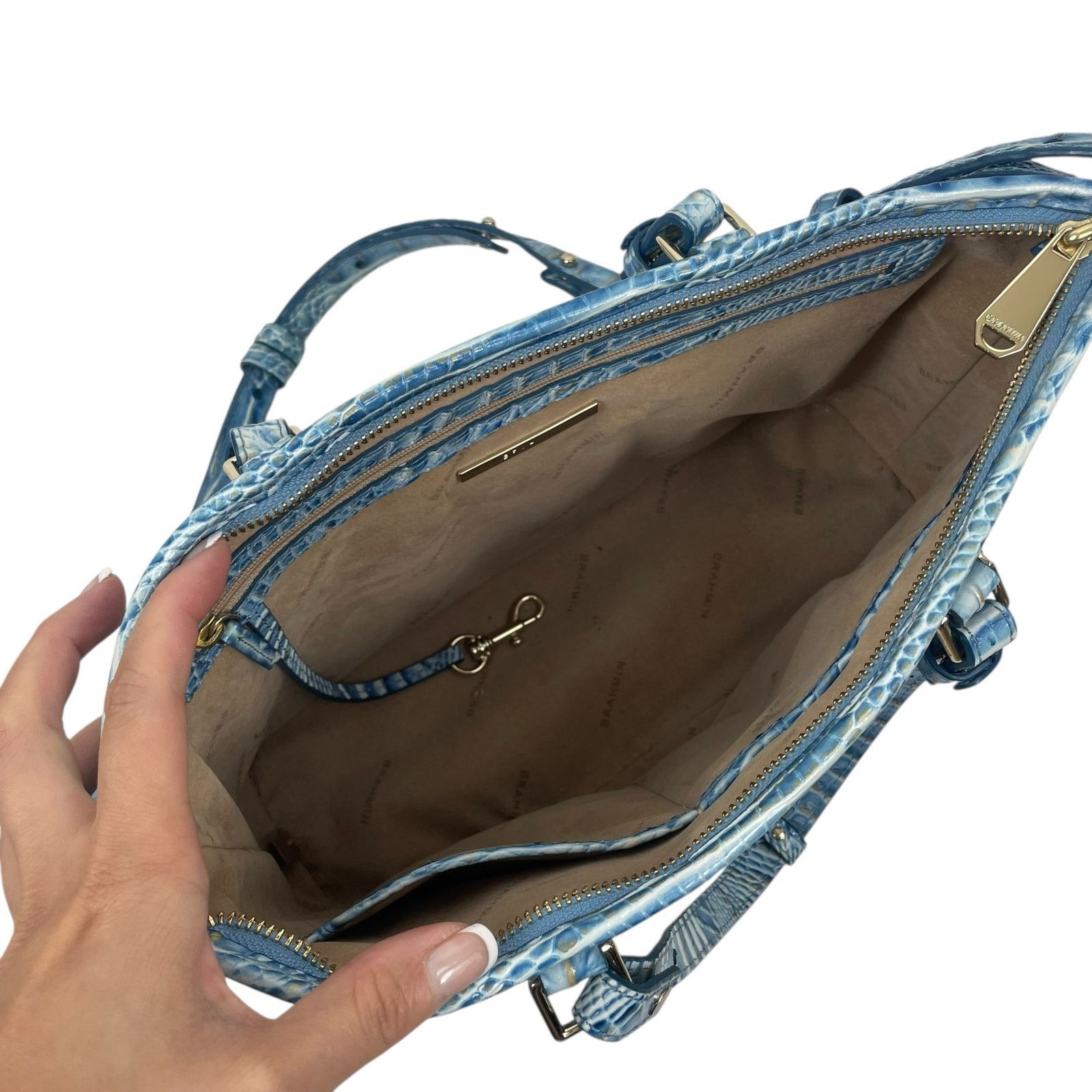Brahmin Mini Asher Tote Satchel Bag Melbourne Cerulean Blue