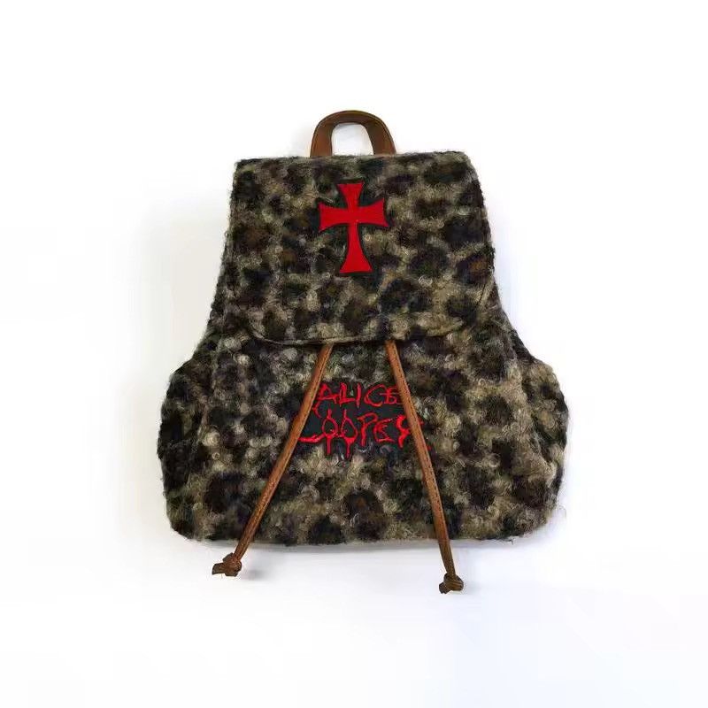 Other Leopard Punk Goth Embroidery Small Streetwear Cross Backpack Size ONE SIZE - 2 Thumbnail
