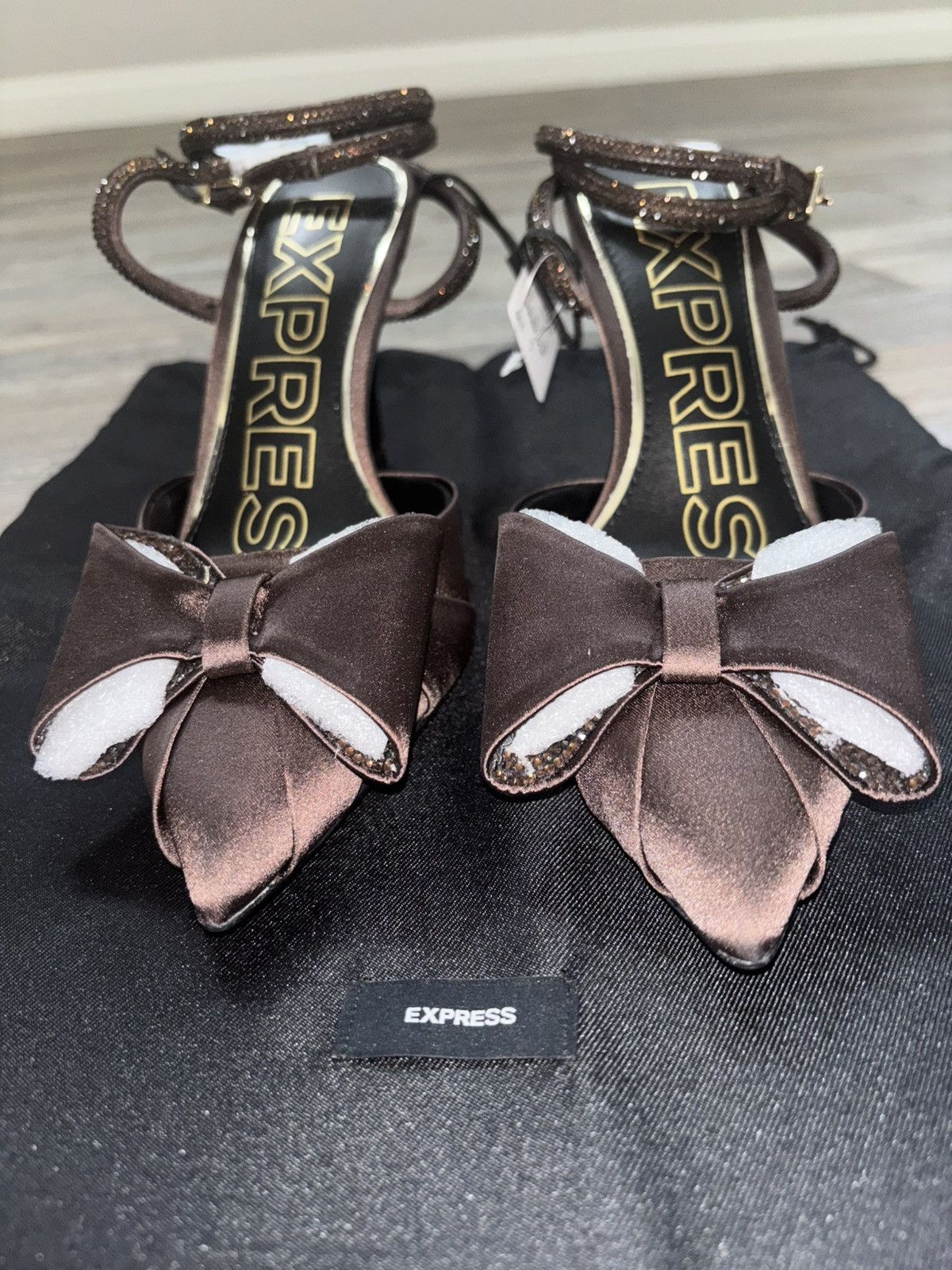 Express Rhinestone Bow Embellished Strap Pumps-sizes 6w,7w,8w Size US 6 / IT 36 - 1 Thumbnail