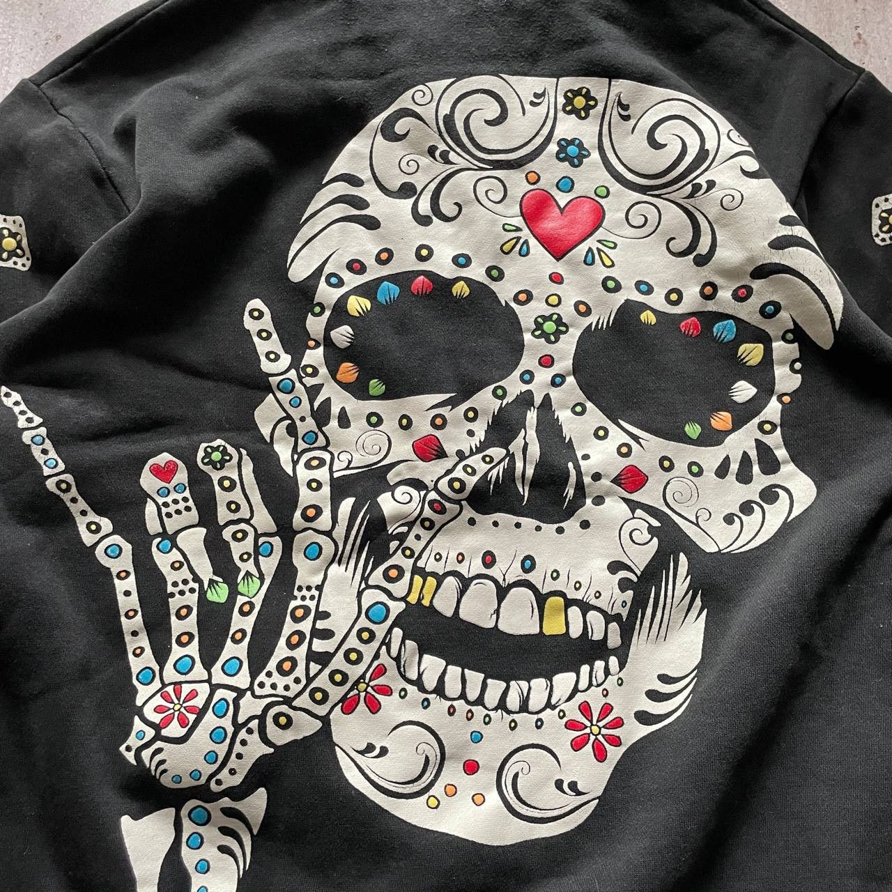 Vintage VINTAGE Y2K MUERTA SKELETON FULL ZIP HOODIE Size US M / EU 48-50 / 2 - 3 Thumbnail