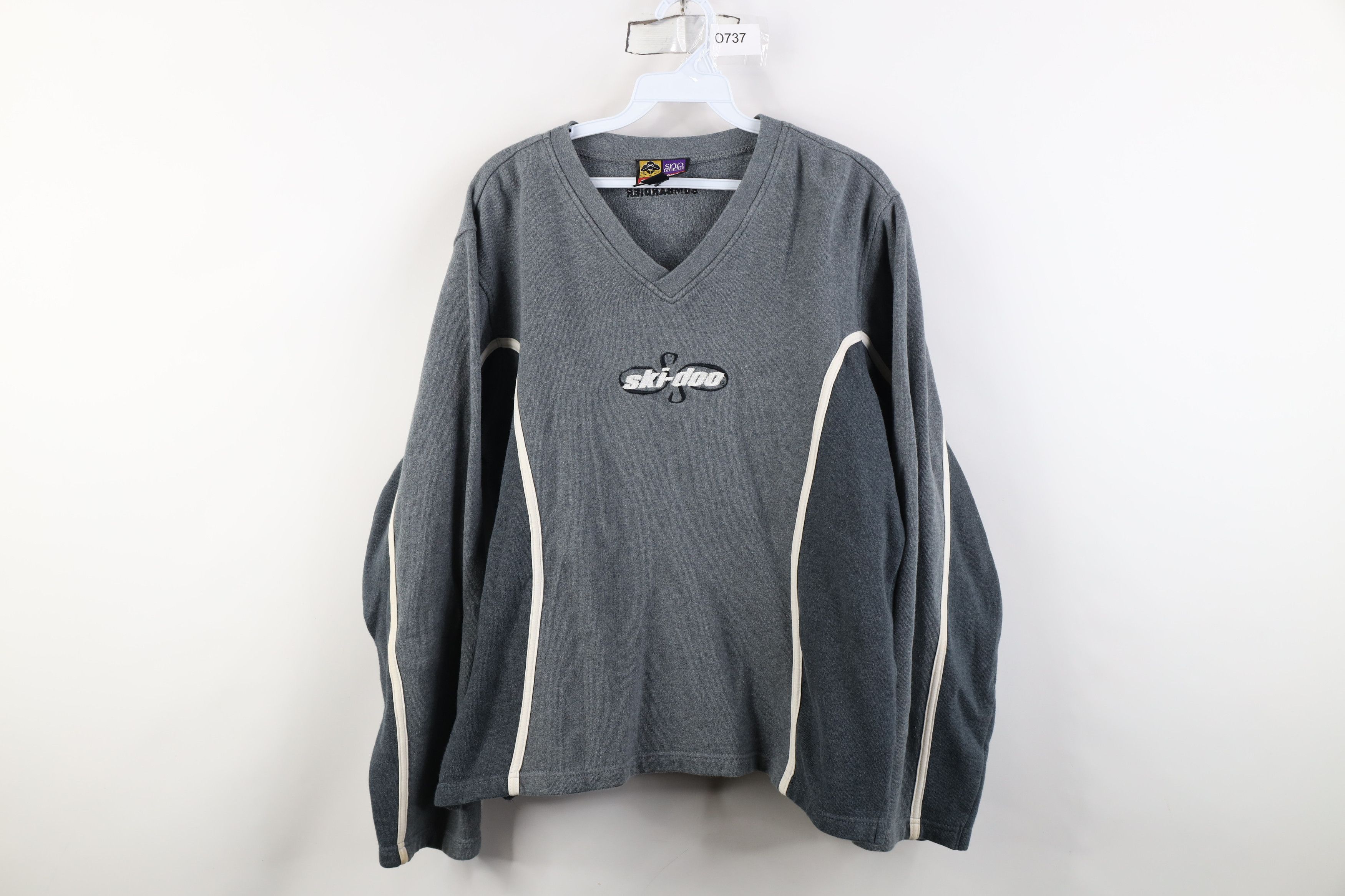 Vintage Vintage 90s Ski Doo Bombardier Ribbed Knit Sweatshirt Gray Size L / US 10 / IT 46 - 1 Thumbnail