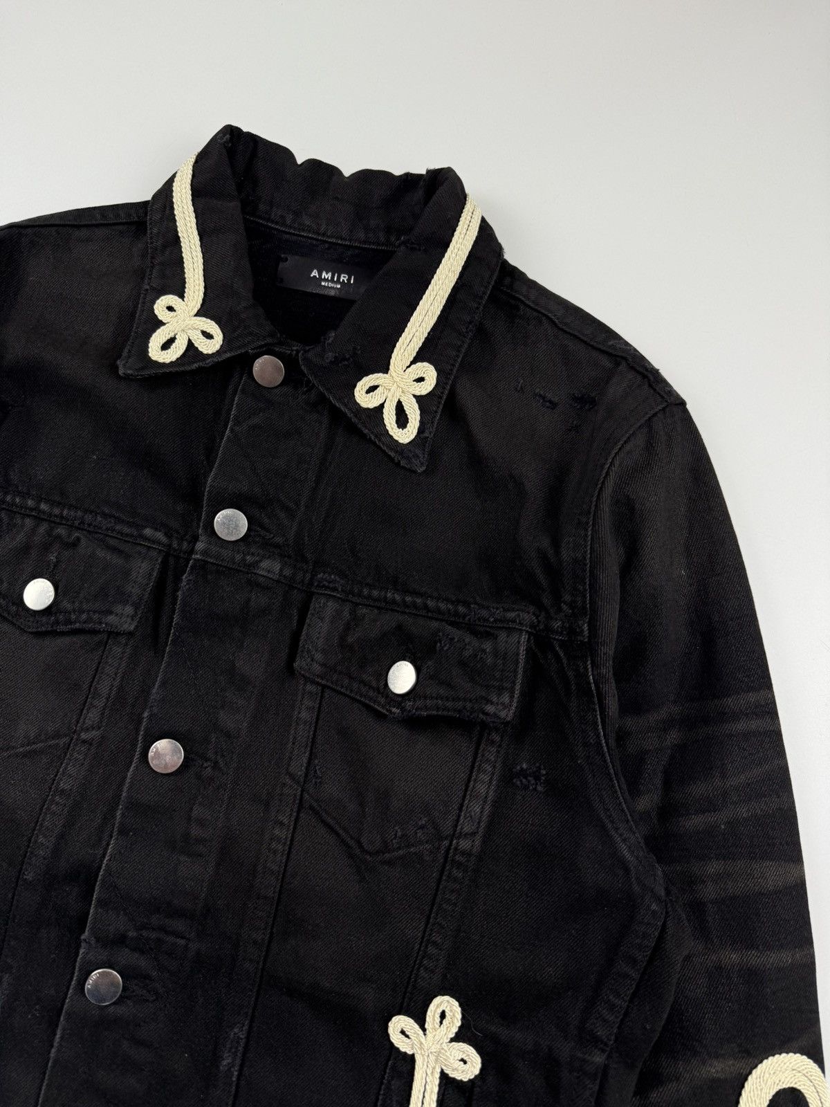 Amiri Amiri Roping Embroidered Denim Trucker Jacket Size US M / EU 48-50 / 2 - 6 Thumbnail