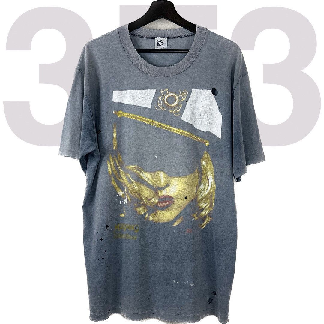 image of Band Tees x Rap Tees Vintage 1993 Madonna Tour Shirt Size XL Blk Thrashed/faded in Black, Men's