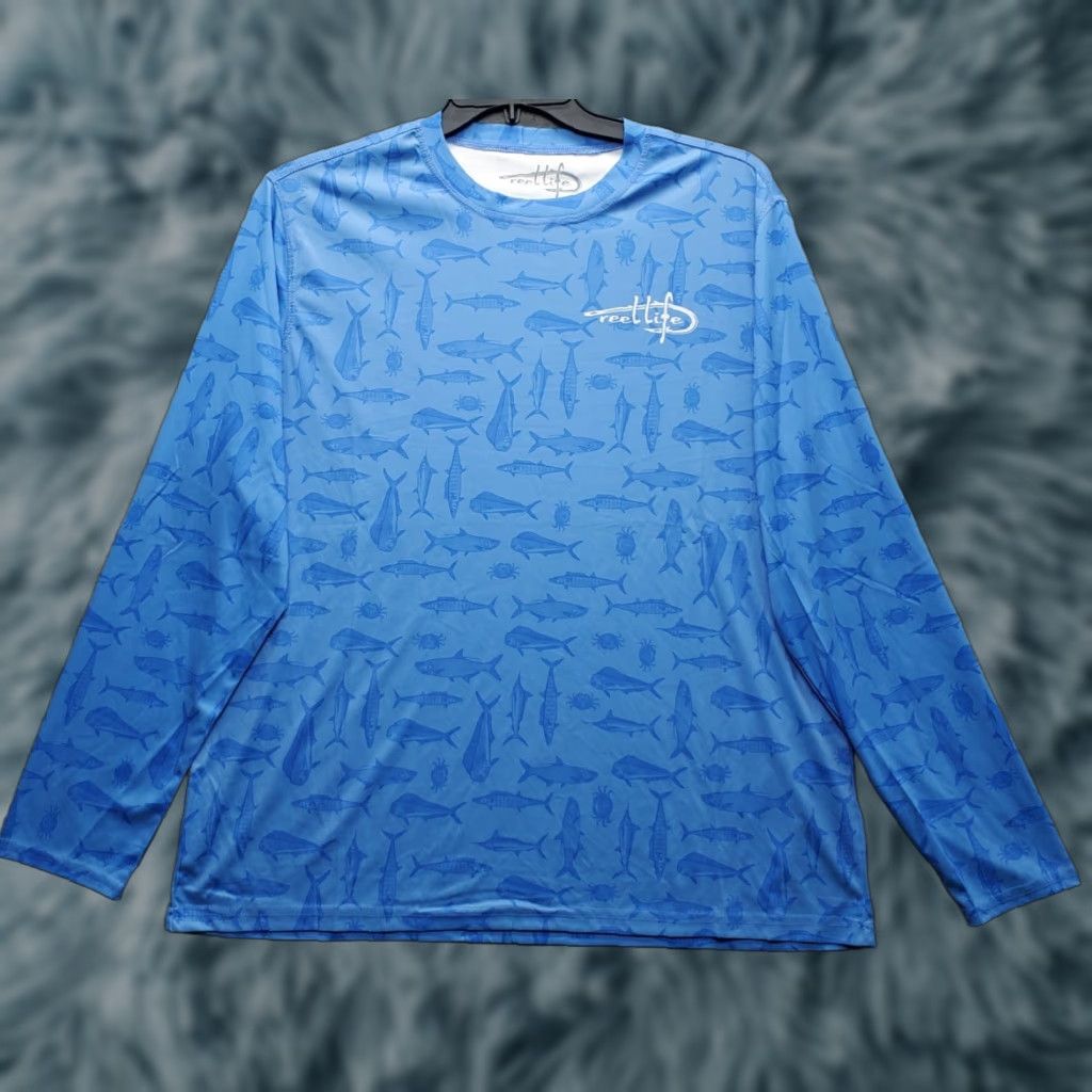 Alife Reel Life Mens Long Sleeve AOP Performance Shirt Multicolor Fish Print Pullover Shirt L Size US L / EU 52-54 / 3 - 1 Thumbnail
