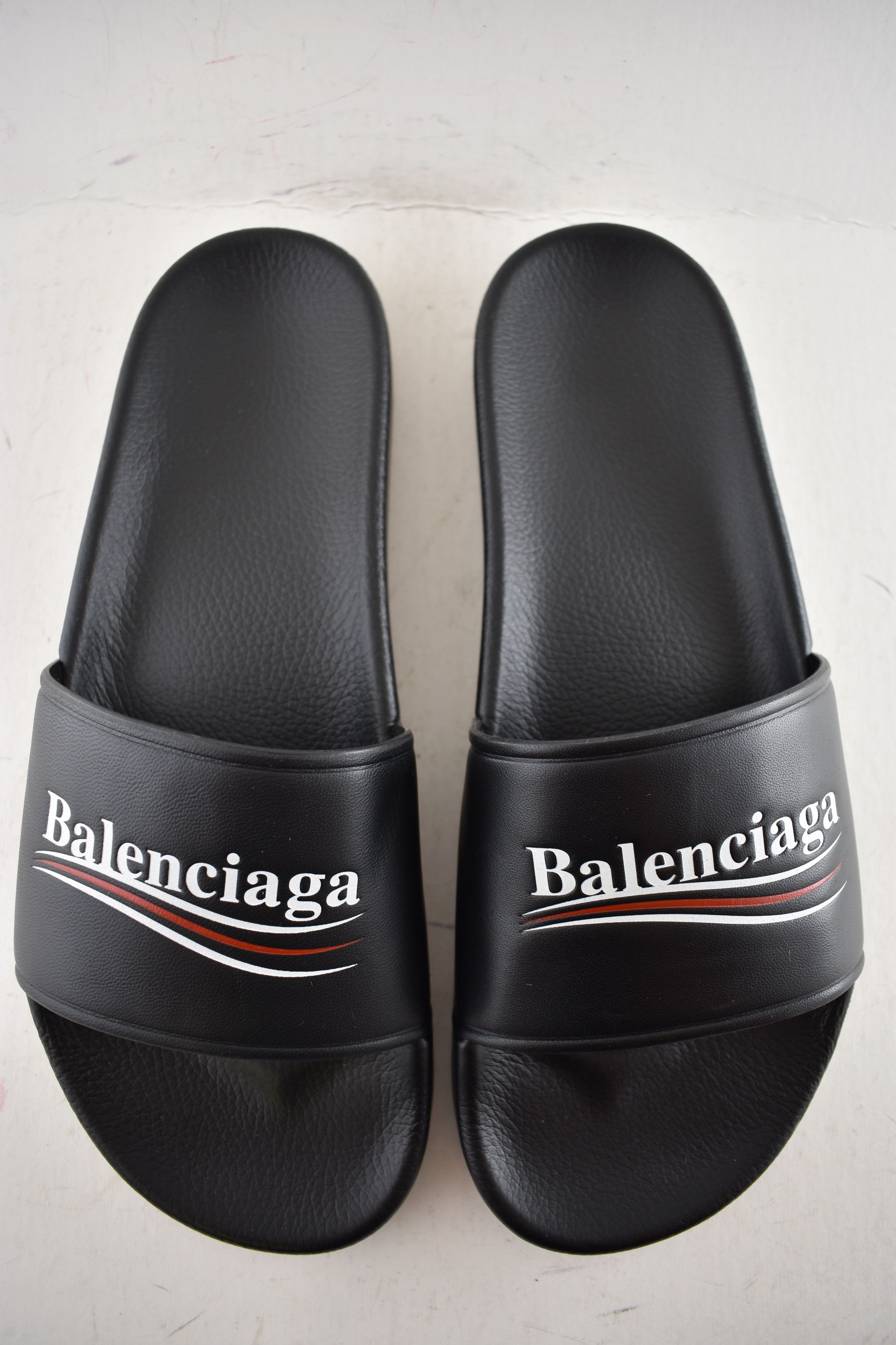 Balenciaga Leather Campaign Logo Slide Pool Sandal Flip Flop Flat 44 11 Size US 11 / EU 44 - 10 Thumbnail