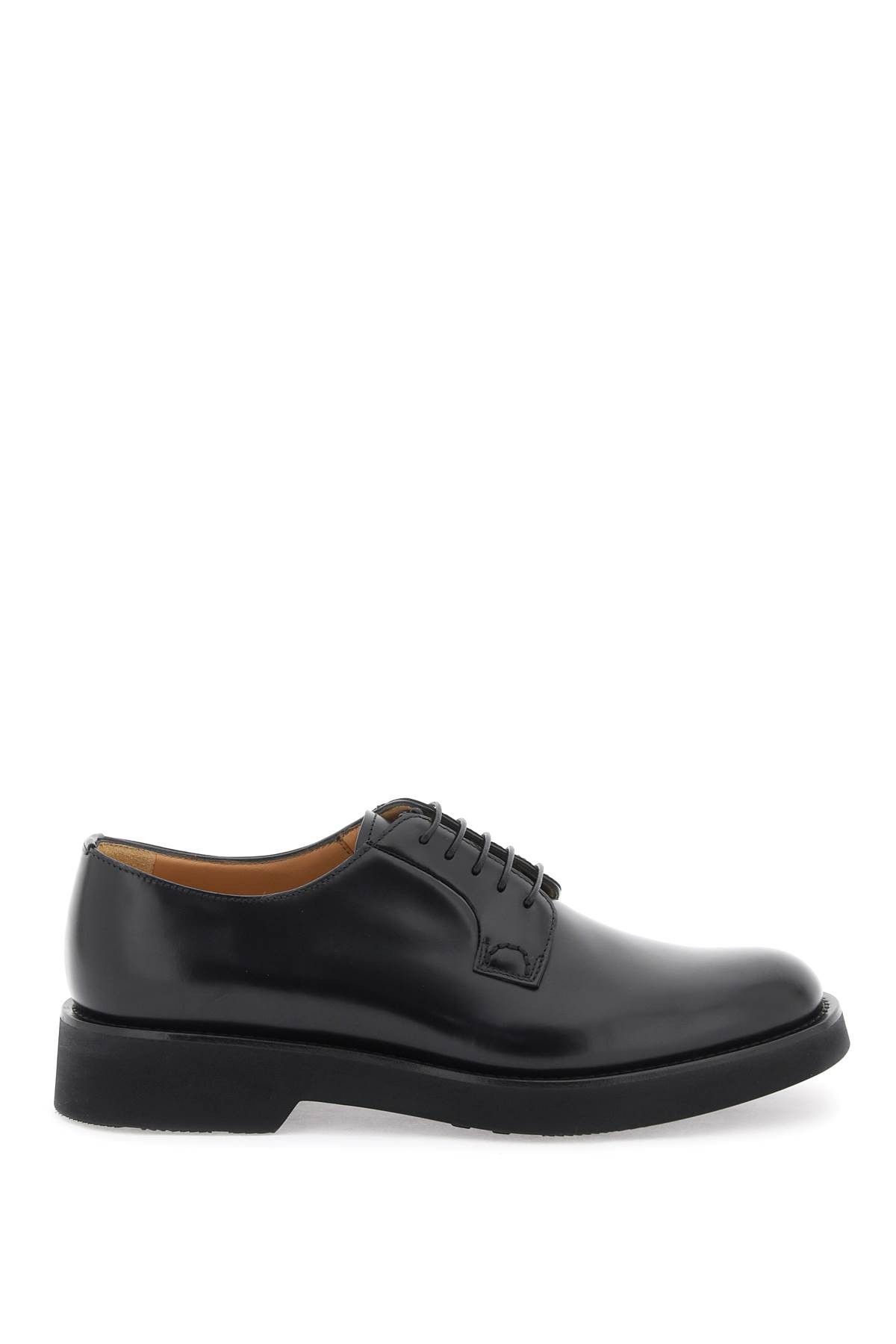 image of Churchs Leather Shannon Derby Shoes in Nero, Women's (Size 9)