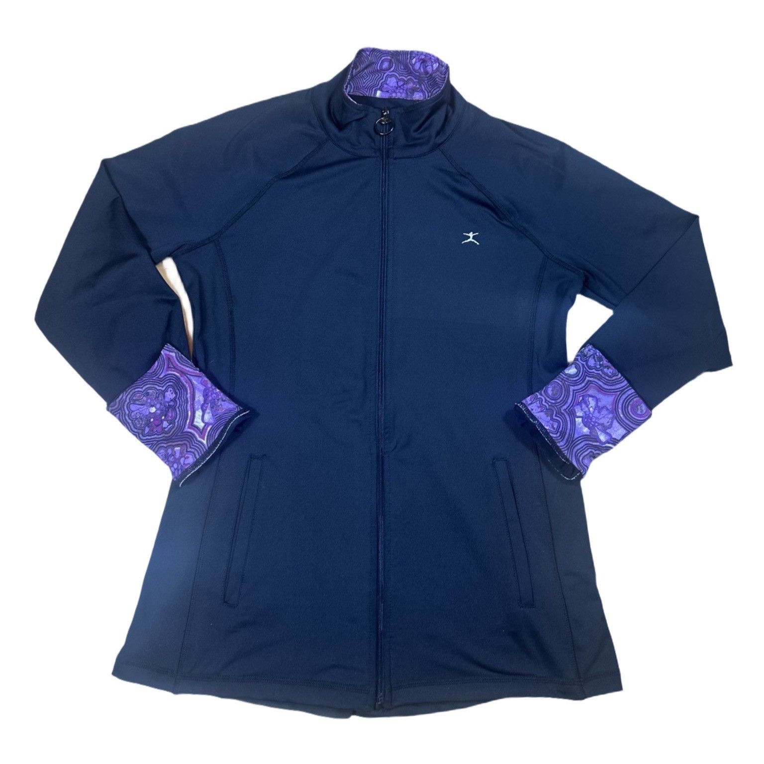 Other Danskin Black Full Zip Track Jacket – Purple Paisley Collar Size M / US 6-8 / IT 42-44 - 2 Thumbnail