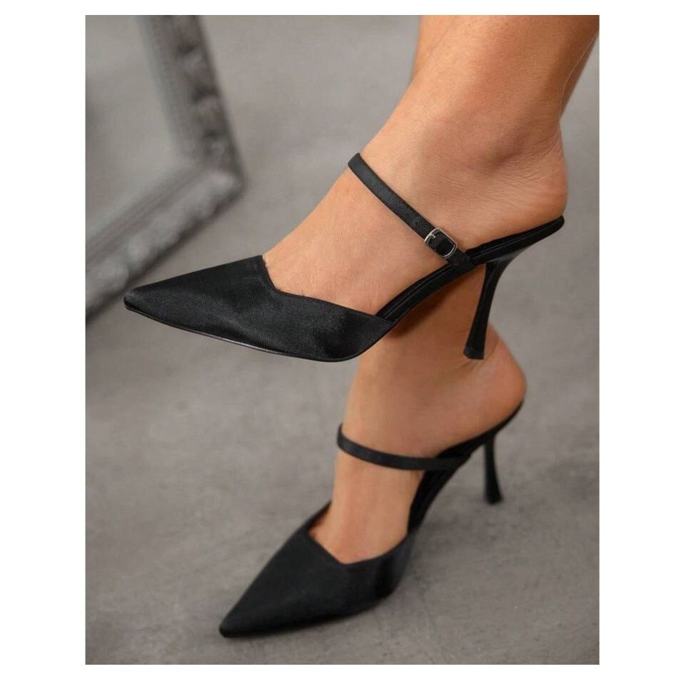 Zara ZARA Minimalist Black Slingback Mule Heels Pointed Toe NWT Size US 8 / IT 38 - 6 Thumbnail