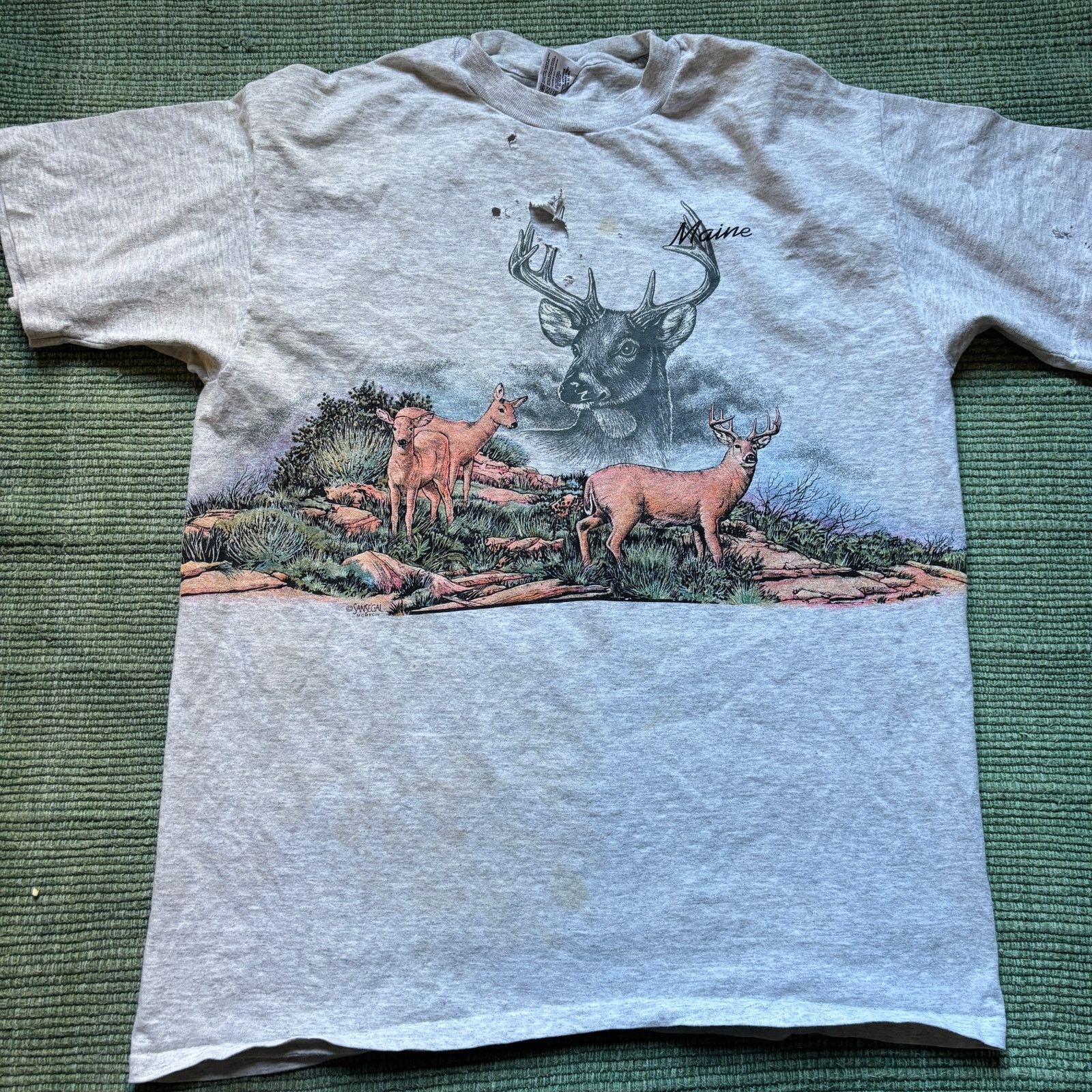 Anvil × Vintage Vintage wrap around print nature tee shirt 1990s distressed Size US XL / EU 56 / 4 - 1 Thumbnail
