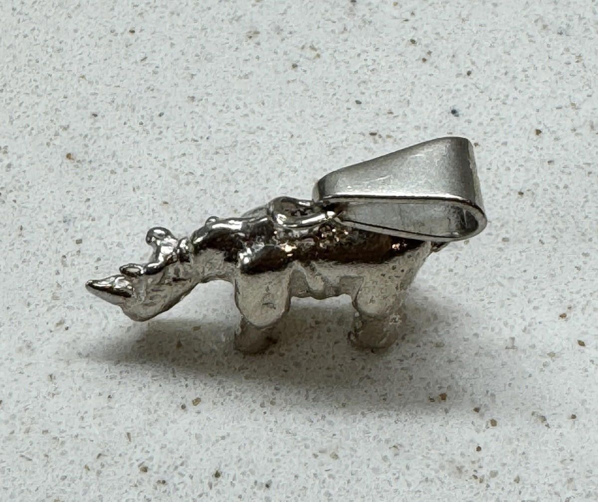 Designer .925 Sterling Silver 3-D RHINOCEROS CHARM Rhino Africa .925 Size ONE SIZE - 5 Thumbnail