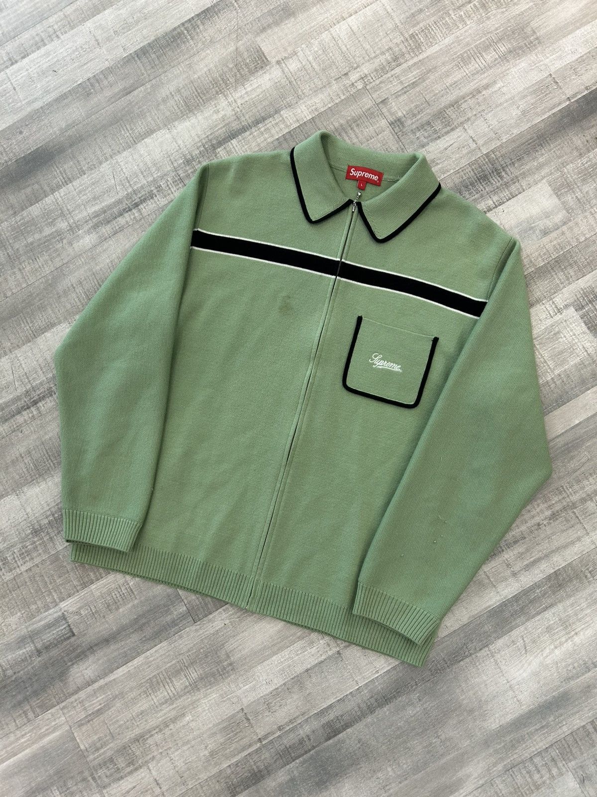 Supreme Supreme Chest Stripe Zip Up Cardigan | Grailed