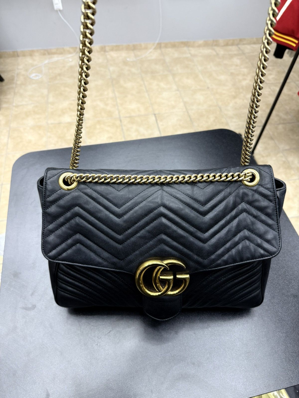 Gucci Gucci Matelasse GG Marmont Flap Bag Matelasse Leather LARGE Size ONE SIZE - 8 Thumbnail