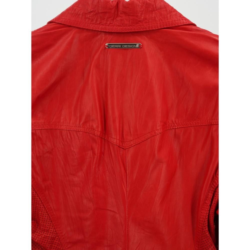 Designer Vintage Derri Designs Red Leather Moto Jacket Size S Size S / US 4 / IT 40 - 6 Thumbnail