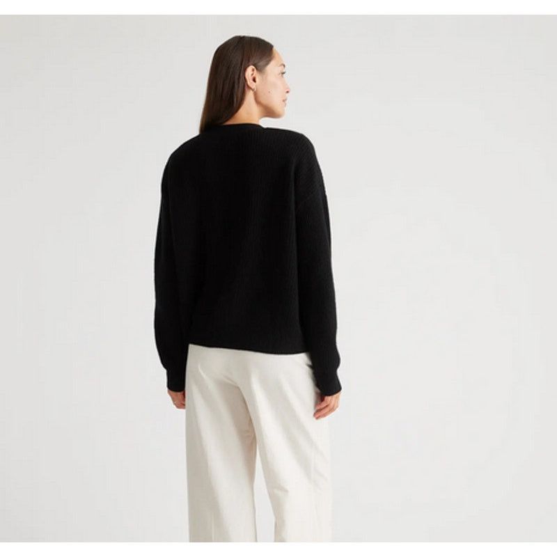 Quince Quince Cashmere Fisherman Cropped Cardigan Sweater Black XL Size XL / US 12-14 / IT 48-50 - 3 Thumbnail