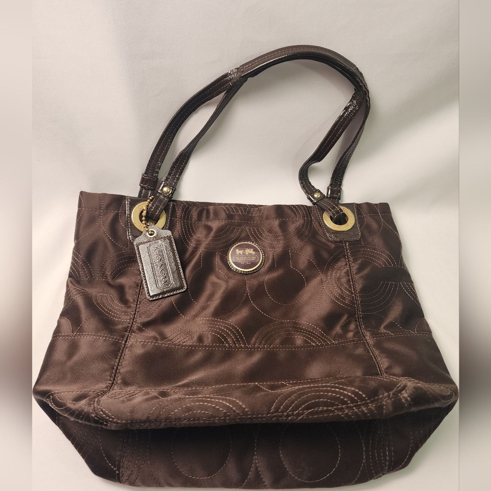 Coach Coach purple satin and enamel Brown Tote Bag J0973 Size ONE SIZE - 7 Thumbnail