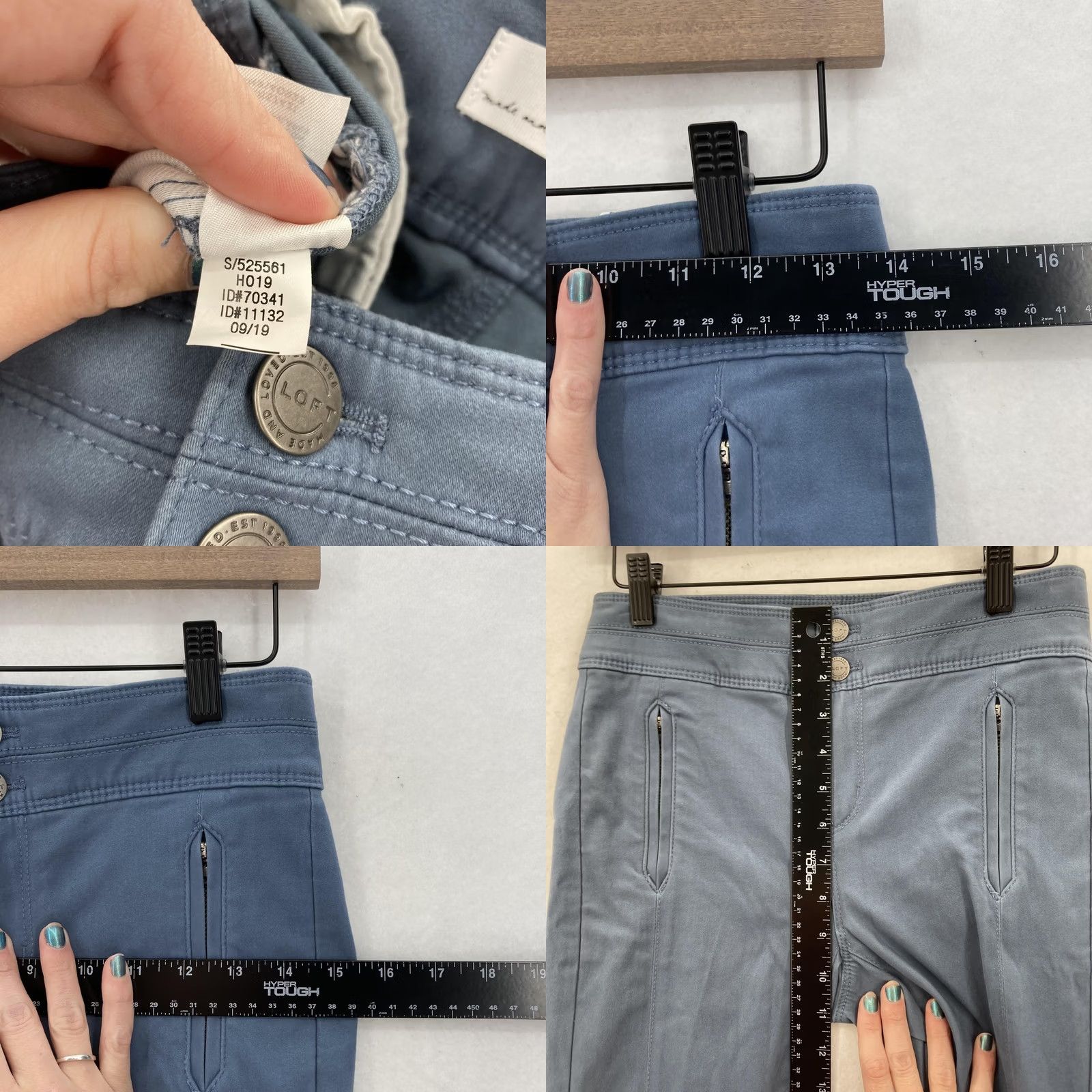 Loft VINTAGE LOFT Pants Womens 24/00 Blue High Waist Skinny Stretch Zip Pockets Slim Size 24" / US 00 / IT 34 - 8 Thumbnail