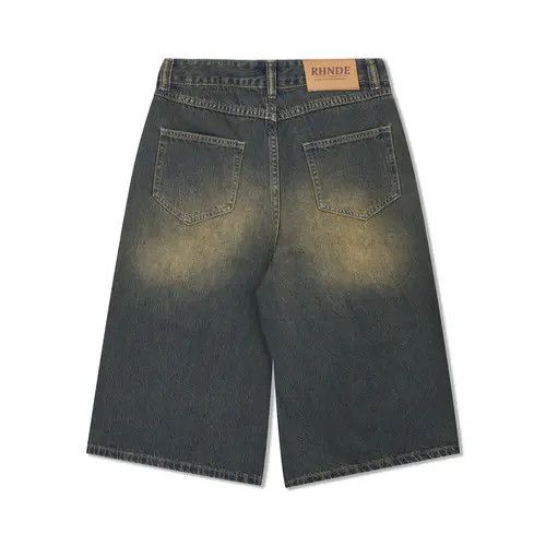 Japanese Brand × Jean Vintage distressed men's wide-leg straight denim shorts Size US 32 / EU 48 - 2 Thumbnail