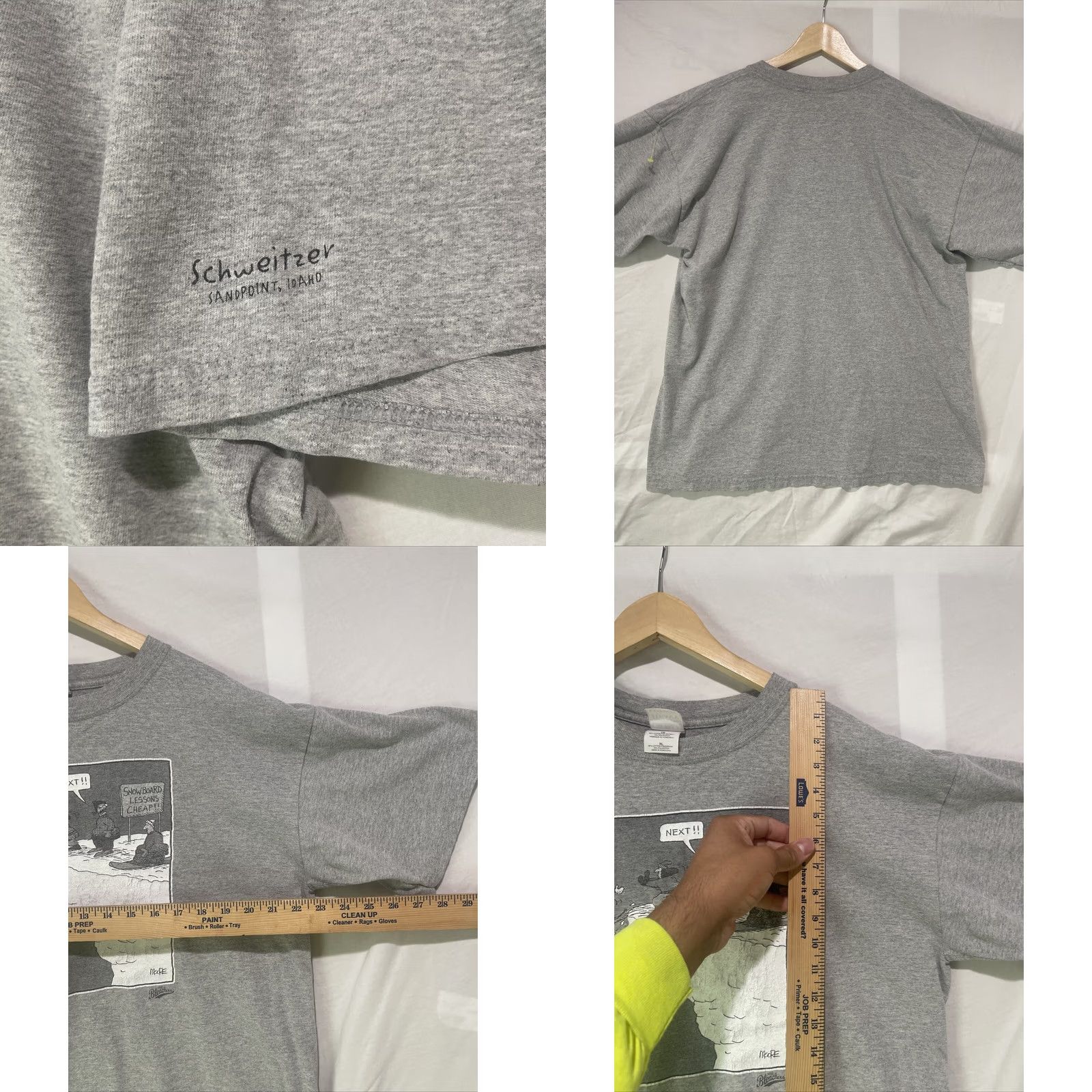 Gildan In The Bleachers Shirt Mens XL Gray Comic Strip Vintage Sandpoint Idaho 2001 Size US XL / EU 56 / 4 - 8 Thumbnail