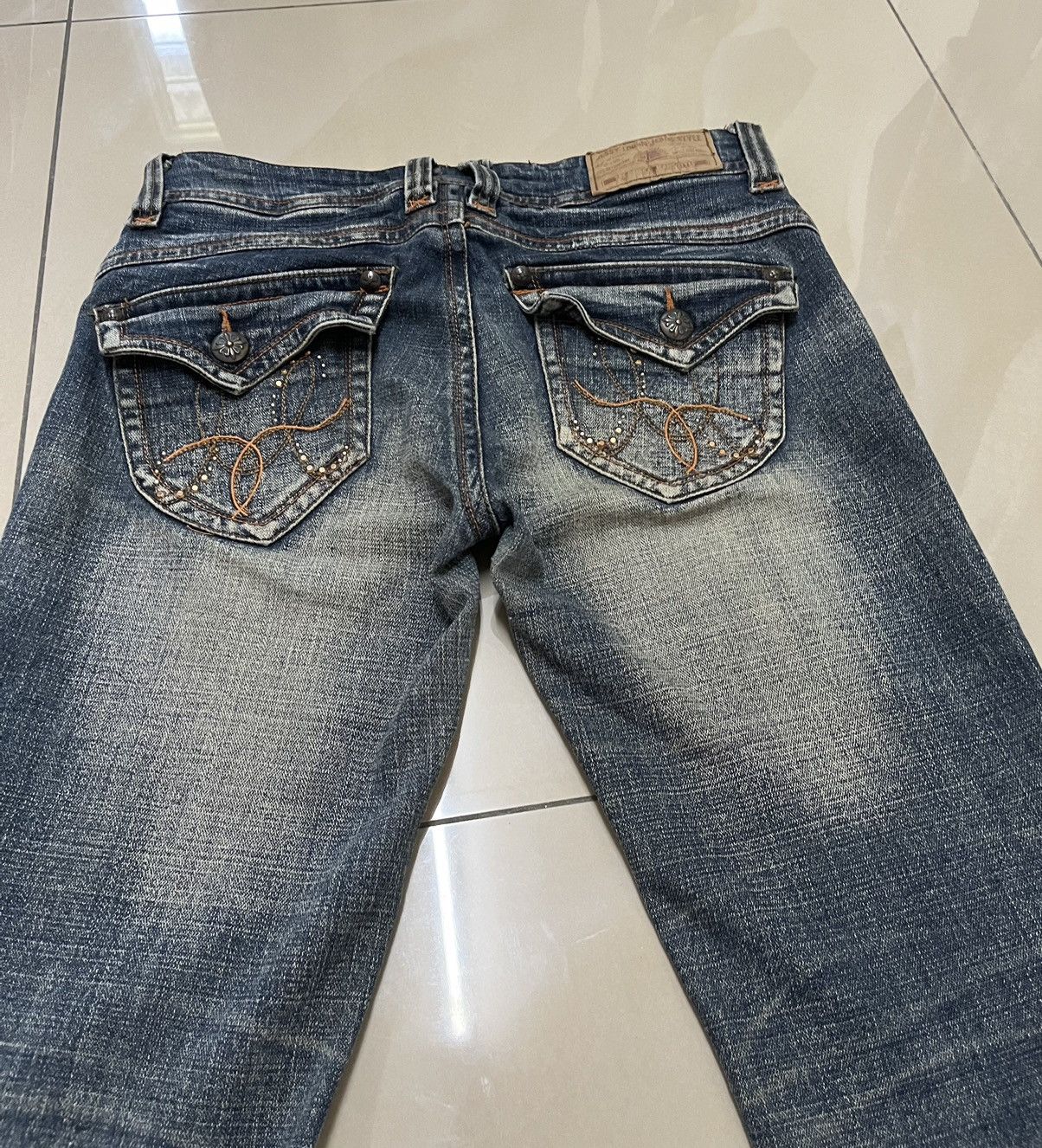 If Six Was Nine Flare Jeans Jessy Logan faded distressed low rise mud rusty Size US 30 / EU 46 - 16 Thumbnail