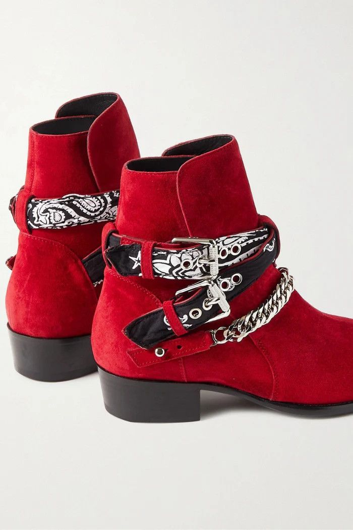 Amiri o1wfsh0625 Embellished Suede Jodhpur Boots in Red Size US 8.5 / EU 41-42 - 2 Thumbnail