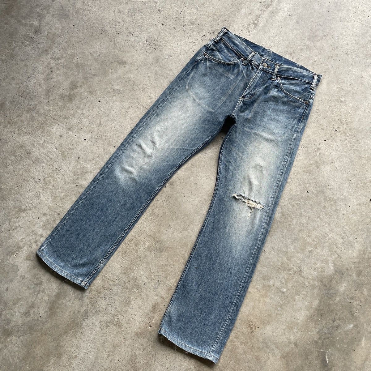 Japanese Brand × Jean × Vintage W32💥 Vintage Japan Big John Distressed Jeans Faded Pants Size US 32 / EU 48 - 2 Thumbnail