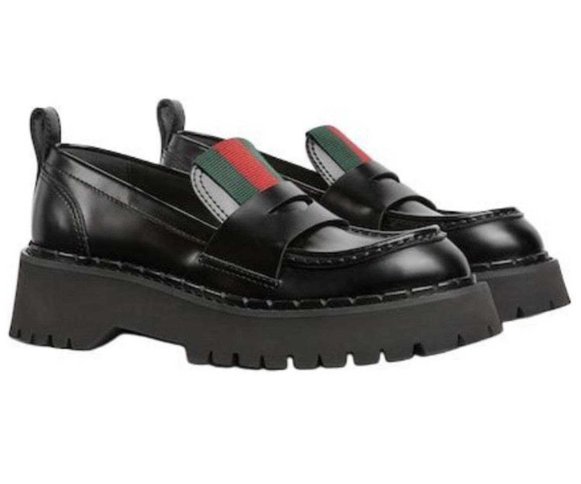 Gucci Gucci W Thea Moccasin Leather Web Spice Loafer size 38 Size US 8 / IT 38 - 1 Thumbnail
