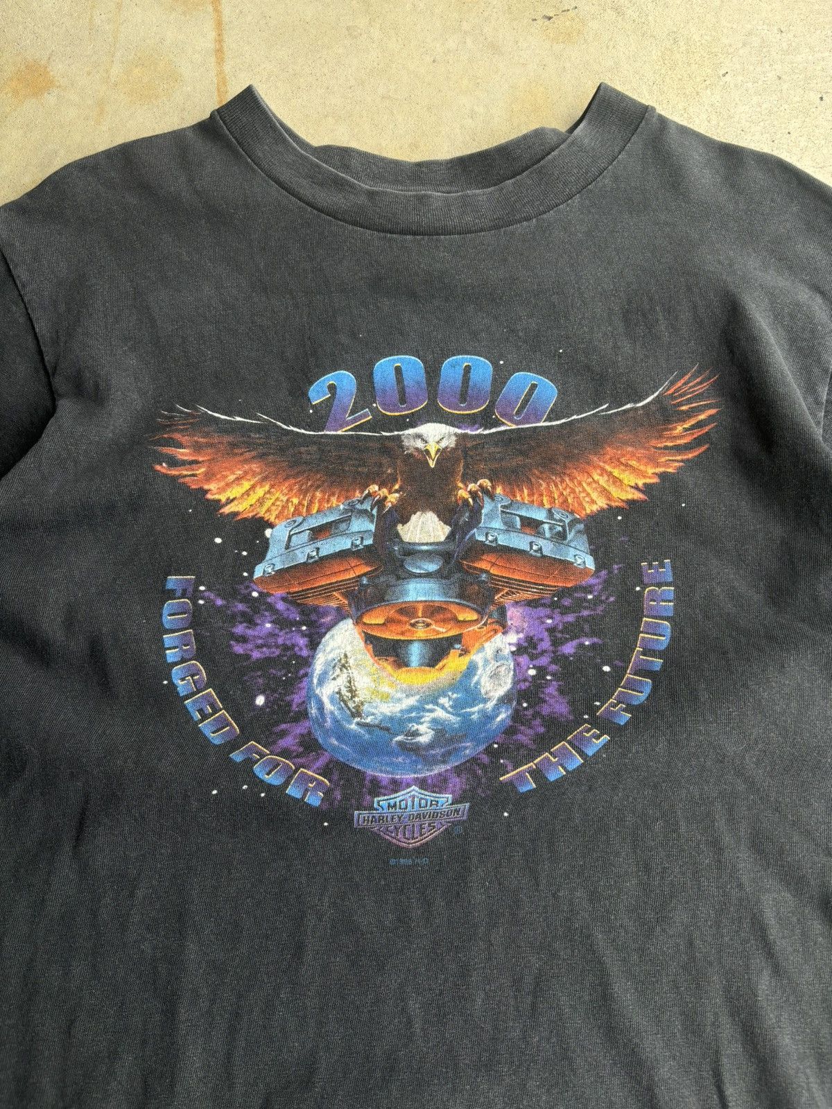 Harley Davidson × Vintage Crazy Vintage Harley Davidson Distressed Year 2000 3d Style Size US M / EU 48-50 / 2 - 3 Thumbnail