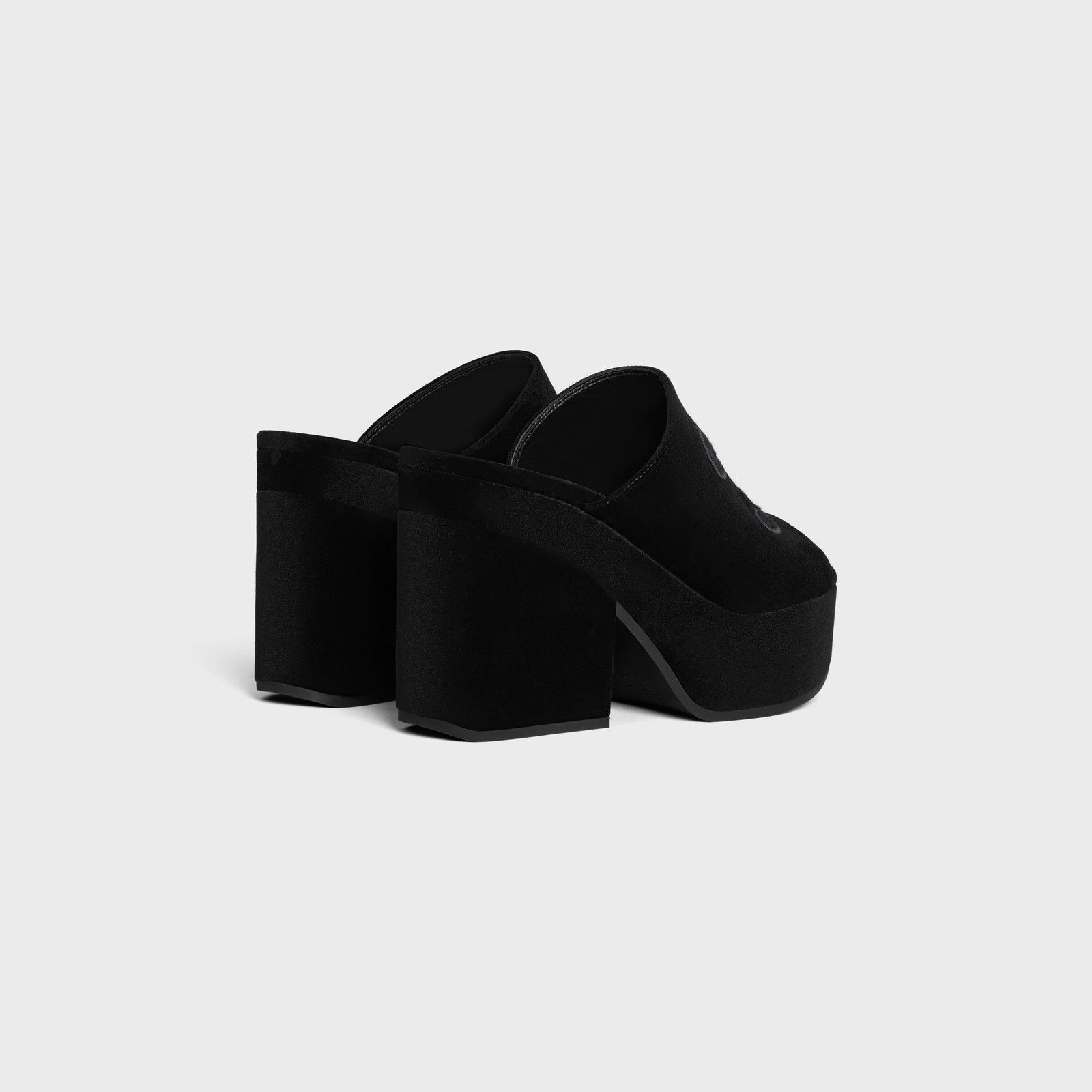 Celine o1bcso1str0526 358062175C Velvet Elena Platform Mules Black Size US 11 / IT 41 - 3 Thumbnail