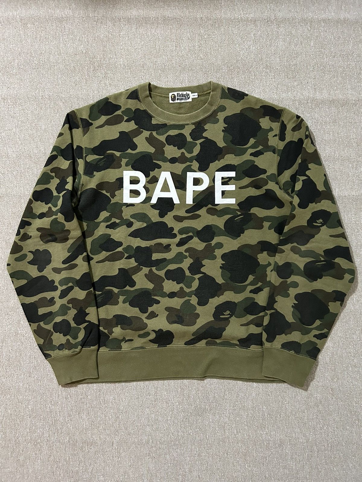 image of Bape 1St Camo Crewneck in Green, Men's (Size 2XL)