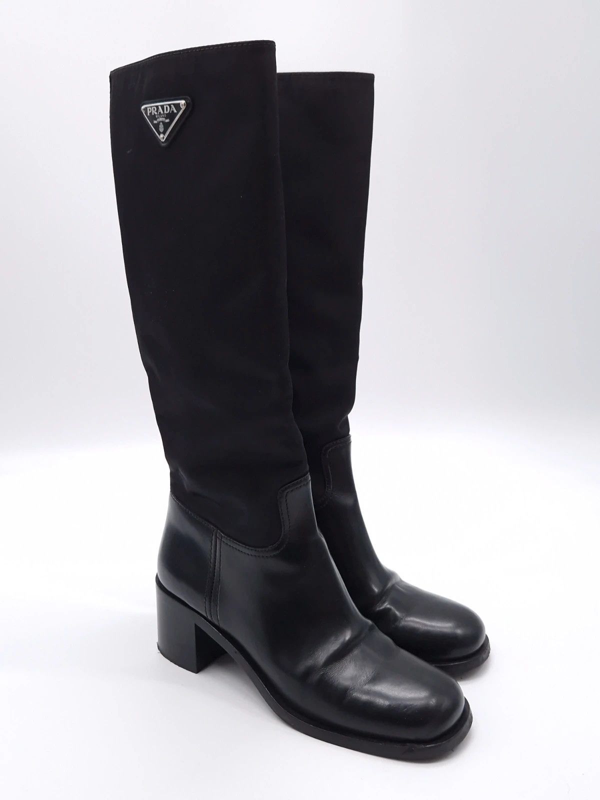 Prada Prada Leather and Re-Nylon Knee-High Riding Boots Size US 8 / IT 38 - 5 Thumbnail