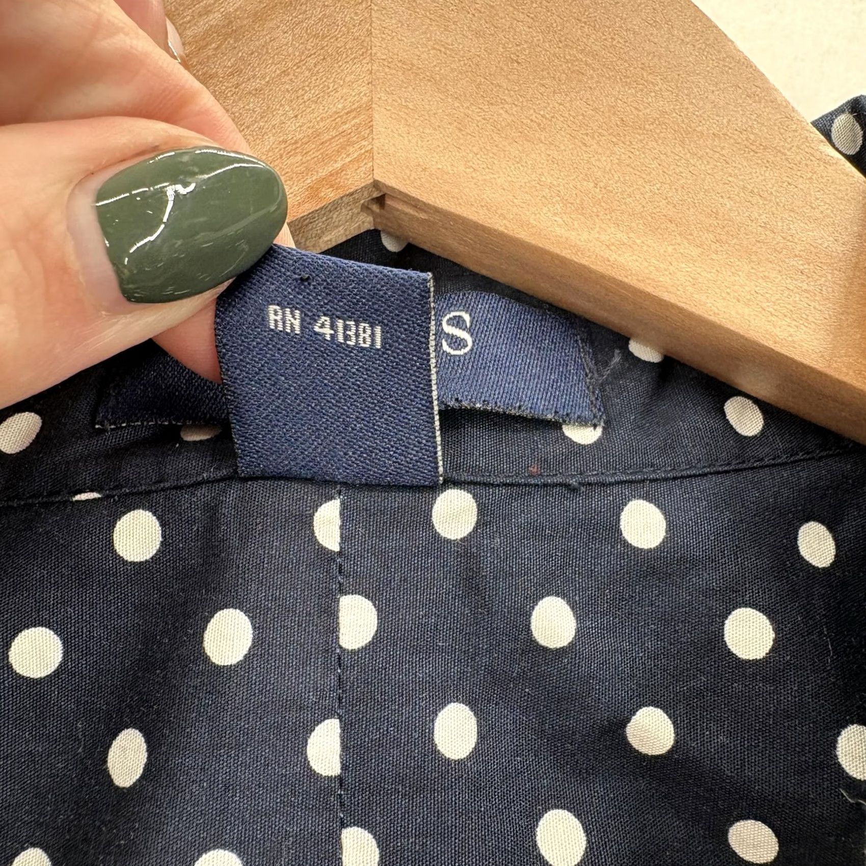 Chaps Chaps Shirt Womens 2X Navy White Polka Dot Button Front Long Sleeve Cotton Size XXL / US 16-18 / IT 52-54 - 5 Thumbnail