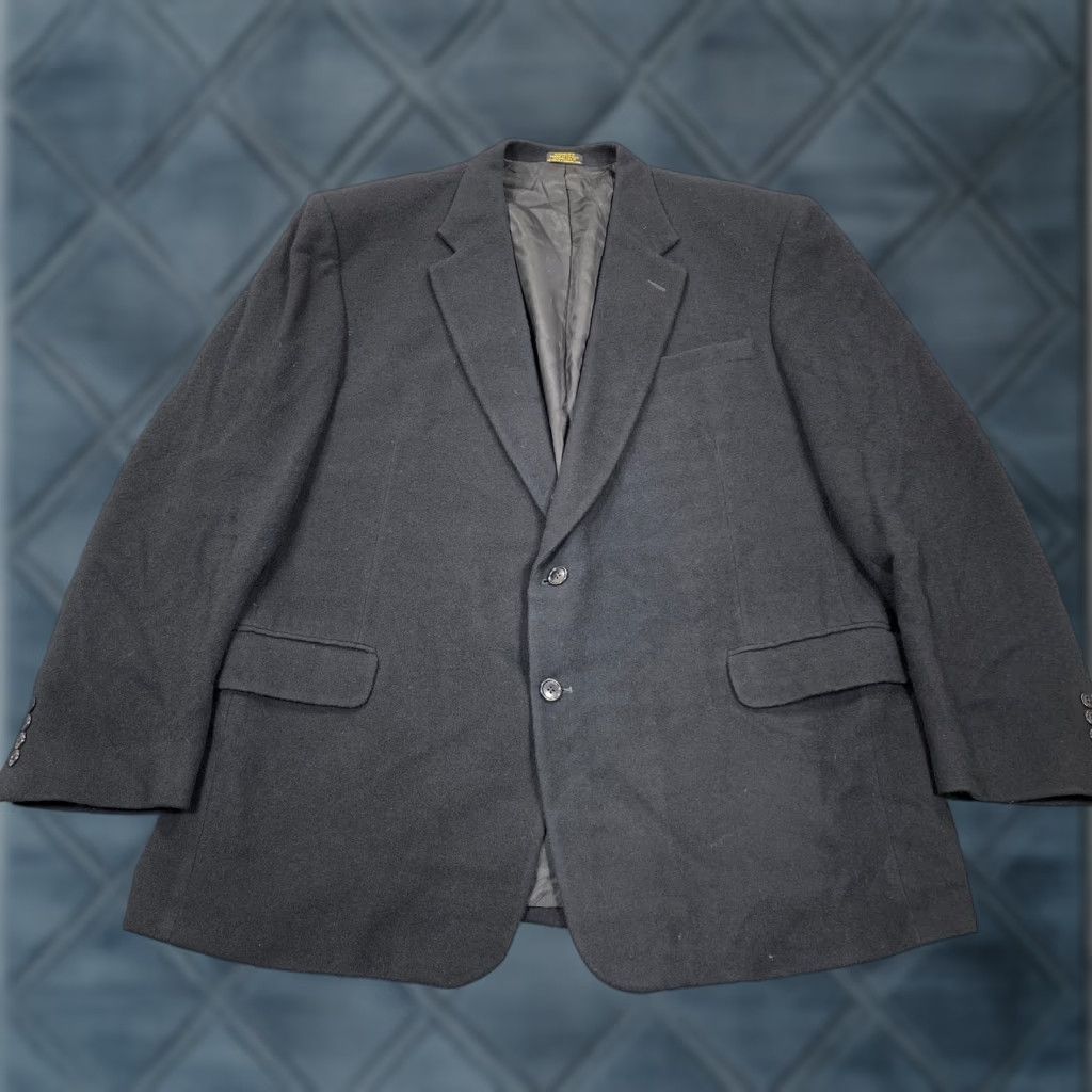 Stafford Stafford Blazer Mens 48 Long Black Camel Hair Two Button Sport Coat Lined Size 48R - 1 Thumbnail