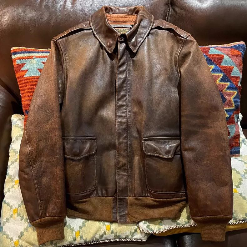 RRL A2 Flight Leather Jacket - dmc