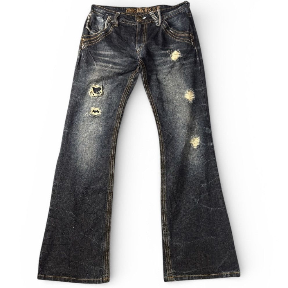 Le Grande Bleu (L.G.B.) 🇯🇵 Flared Affliction Distressed Whisker Embroidered Wings Size US 32 / EU 48 - 2 Thumbnail