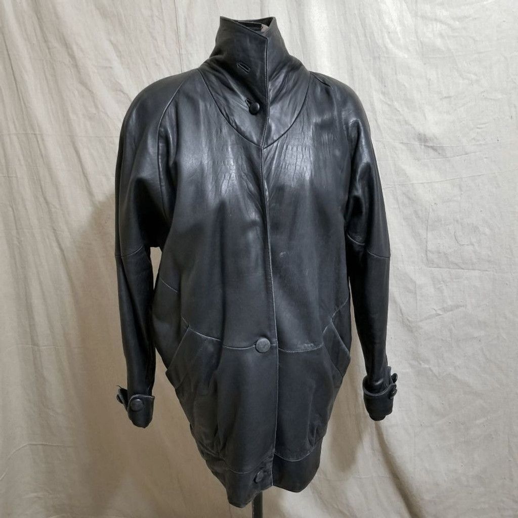 Vintage Verducci buttoned neck long leather jacket sz M 226 Size M / US 6-8 / IT 42-44 - 1 Thumbnail