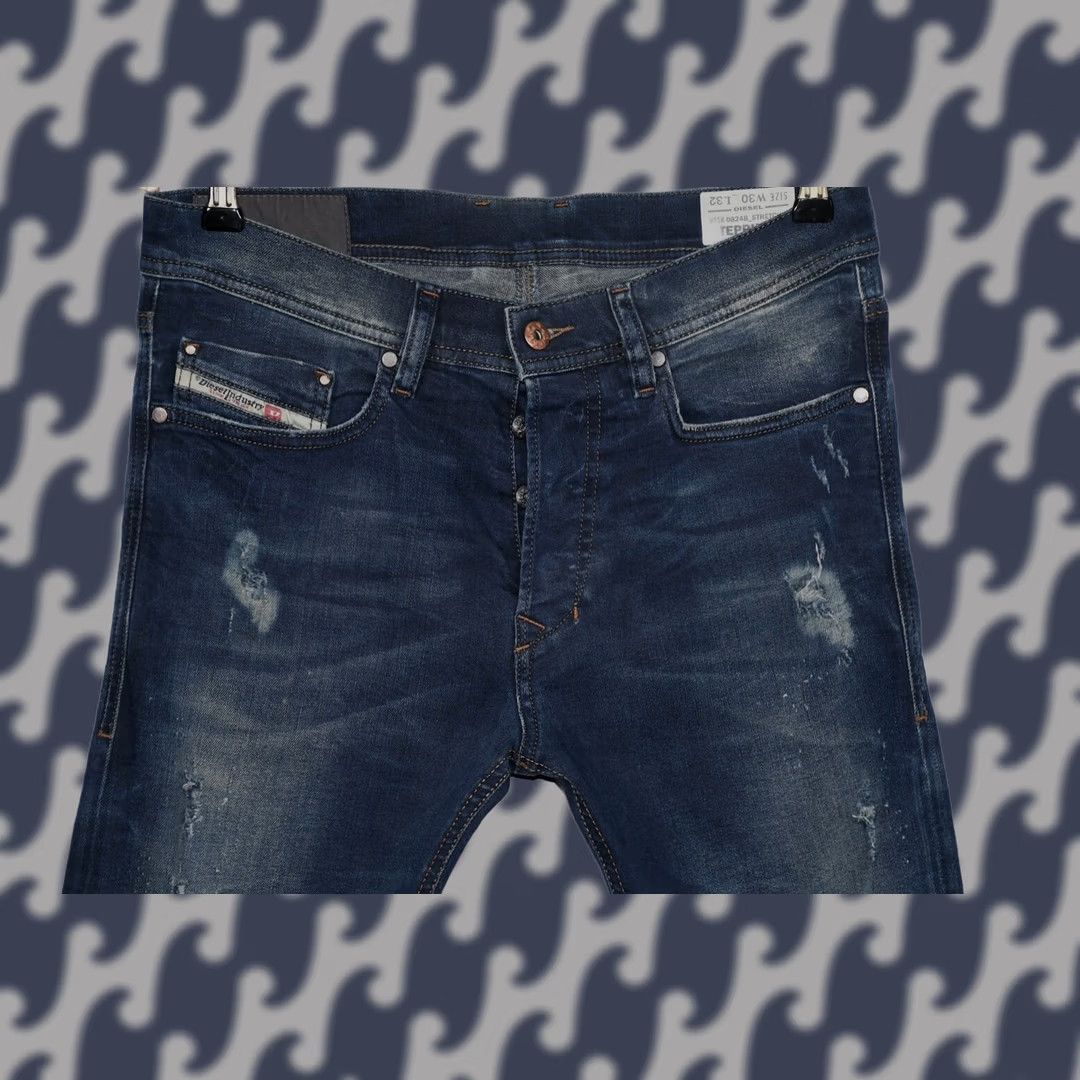 Diesel Diesel Tepphar Slim Carrot Jeans W30/L32 Blue Distressed Stretch 92% Cotton 2% Elastane Denim Men Jeans Regular 30xs Size US 30 / EU 46 - 1 Thumbnail