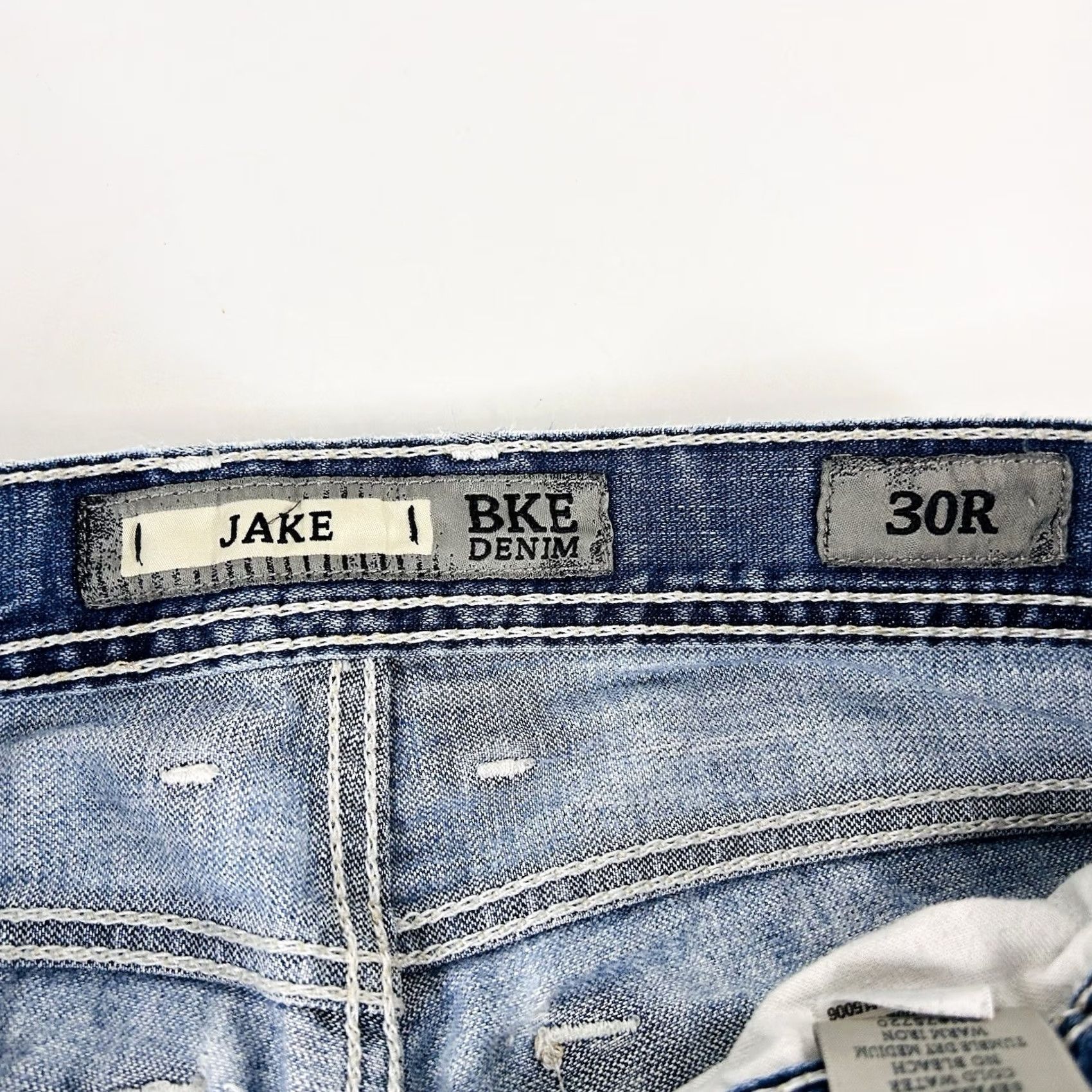 BKE BKE Denim Jake 30R Straight Leg Jeans 100% Cotton Blue Distressed Mens Regular Size 30 Inseam 31 in Size US 30 / EU 46 - 3 Thumbnail