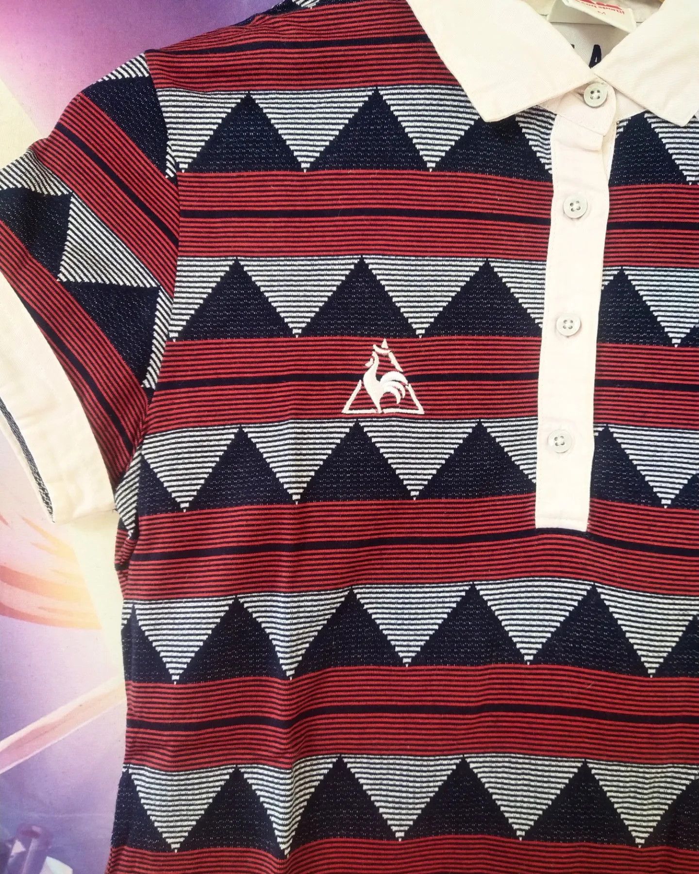 Le Coq Sportif Le Coq Sportif Red Pattern Woman Polo Shirt Size M / US 6-8 / IT 42-44 - 2 Thumbnail