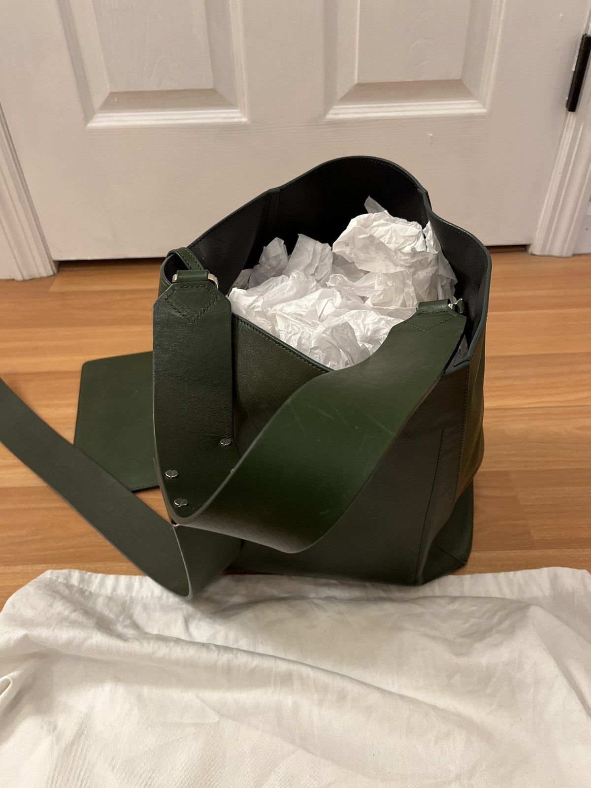 Calvin Klein 205W39NYC Calvin Klein 205W39NYC Green Leather Bucket Bag Size ONE SIZE - 9 Thumbnail