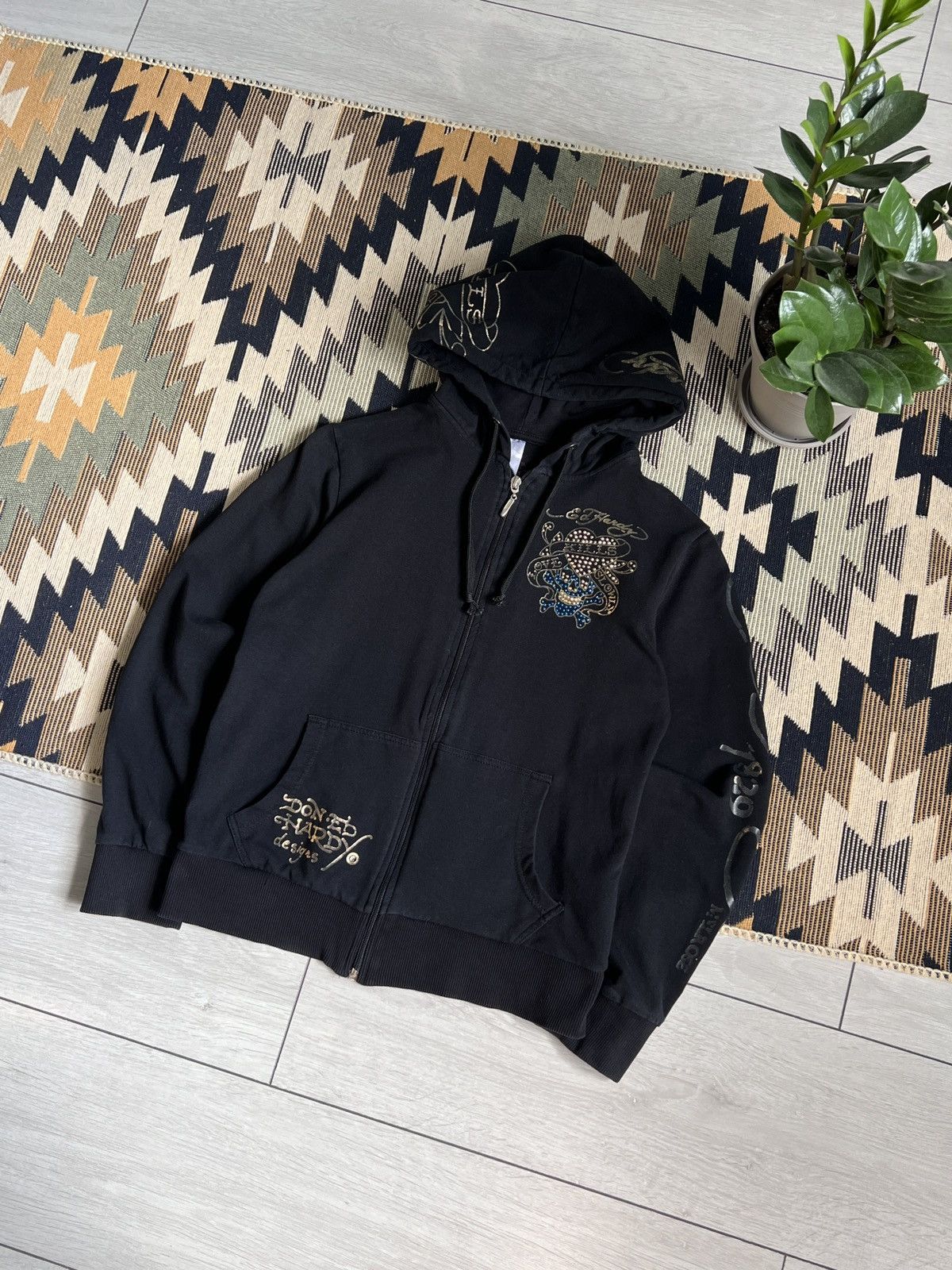 Christian Audigier Ed Hardy by Christian Audigier Big Logo Y2K Zip Hoodie Size XS / US 0-2 / IT 36-38 - 3 Thumbnail