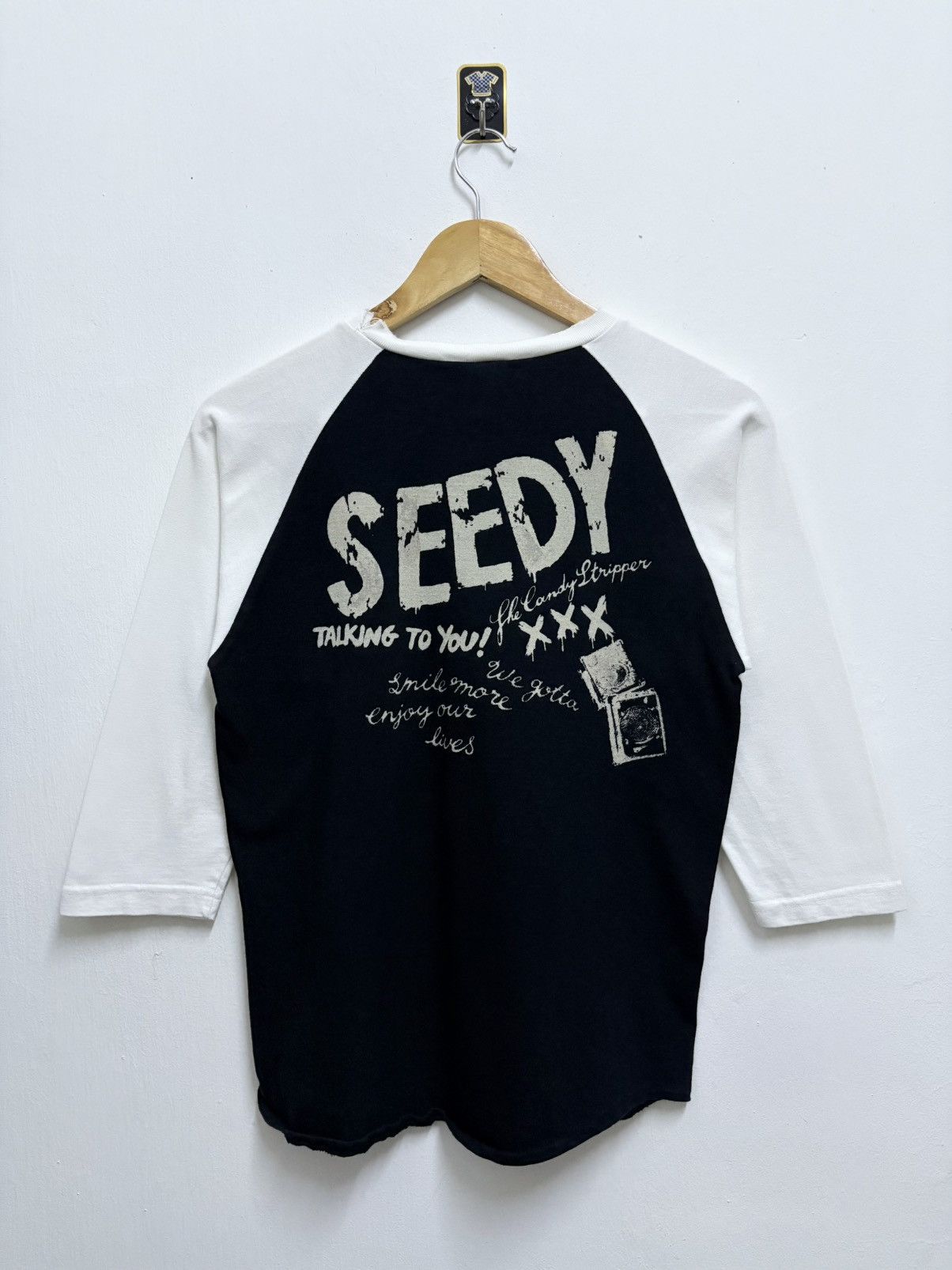 Hysteric Glamour 2000’s Candy Stripper - Crap Hit Bitch ! Raglan T-Shirt Size S / US 4 / IT 40 - 2 Thumbnail