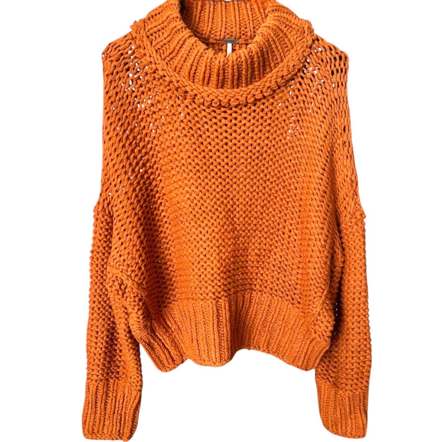 Free People FREE PEOPLE Orange Acrylic Chunky Knit Pullover Sweater, S Size S / US 4 / IT 40 - 1 Thumbnail
