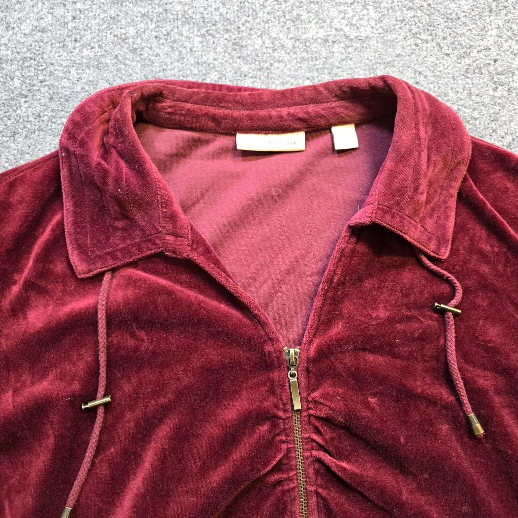 Coldwater Creek Coldwater Creek Jacket Womens XL Red Velour Full Zip Casual Basic Jacket Women XS? Size XL / US 12-14 / IT 48-50 - 2 Thumbnail