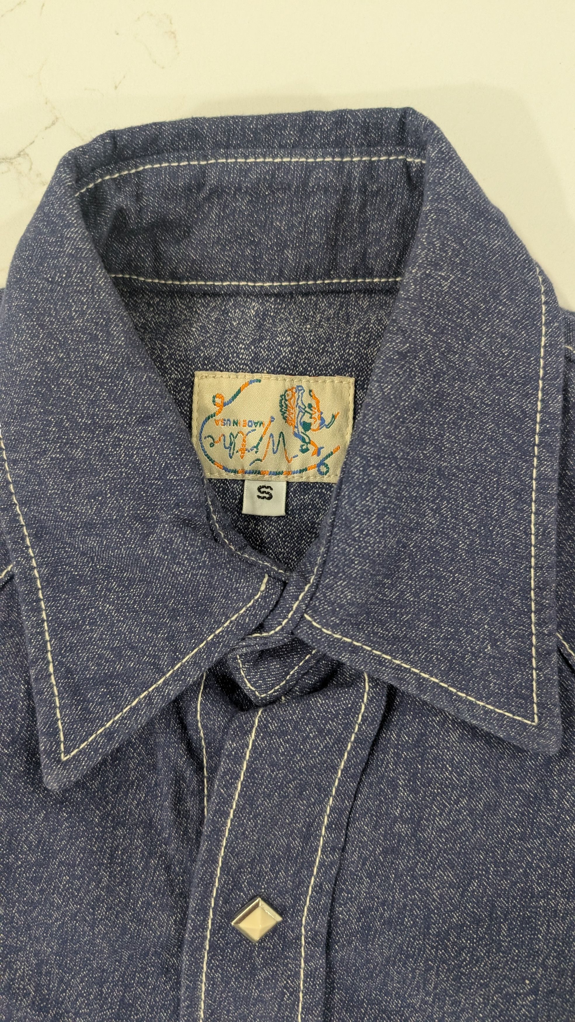 WYTHE Wythe Pearlsnap Shirt in Indigo Blue Jasp Cotton USA Made Size US M / EU 48-50 / 2 - 4 Thumbnail