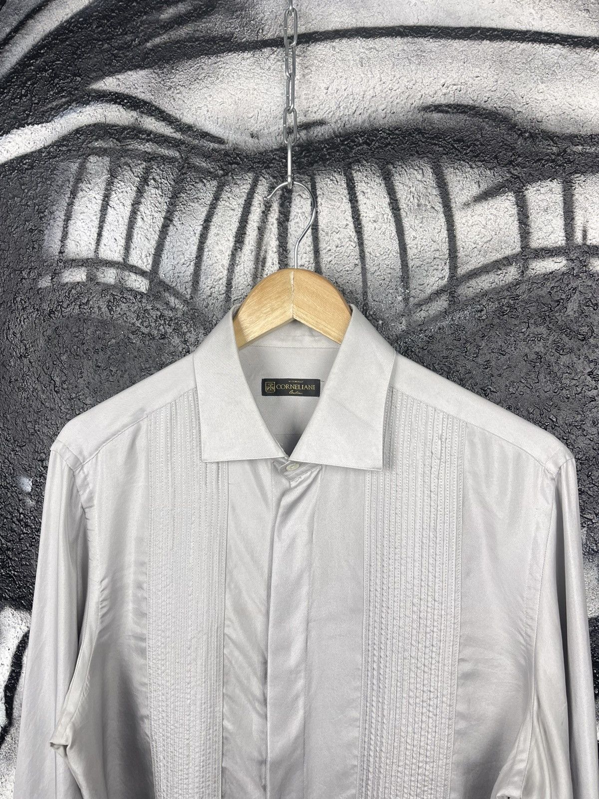 Corneliani Corneliani Silk Ribbed Classic Gray Shirt Men’s Size 16/41 Size US L / EU 52-54 / 3 - 3 Thumbnail