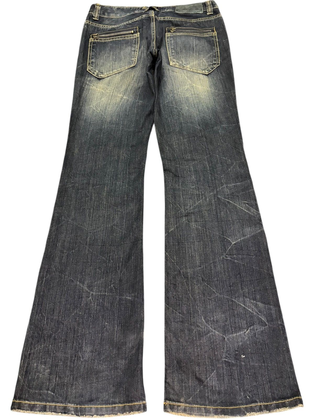 If Six Was Nine Vintage Japanese Lagust Rusty Wash Distress Flare Jeans Size 29" - 2 Thumbnail