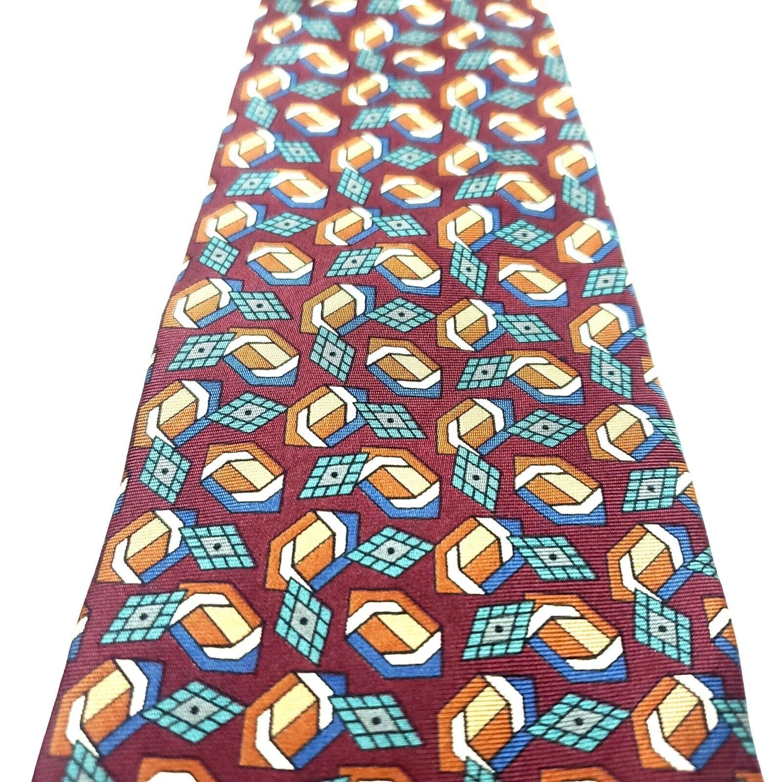 Christian Dior Monsieur Christian Dior Silk Tie Print Red Geometric Italy Size ONE SIZE - 2 Thumbnail