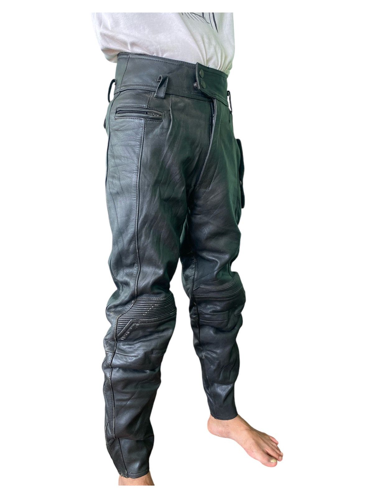 Leather Rare 🌟 Vintage Leather Biker Pants Size US 30 / EU 46 - 4 Thumbnail